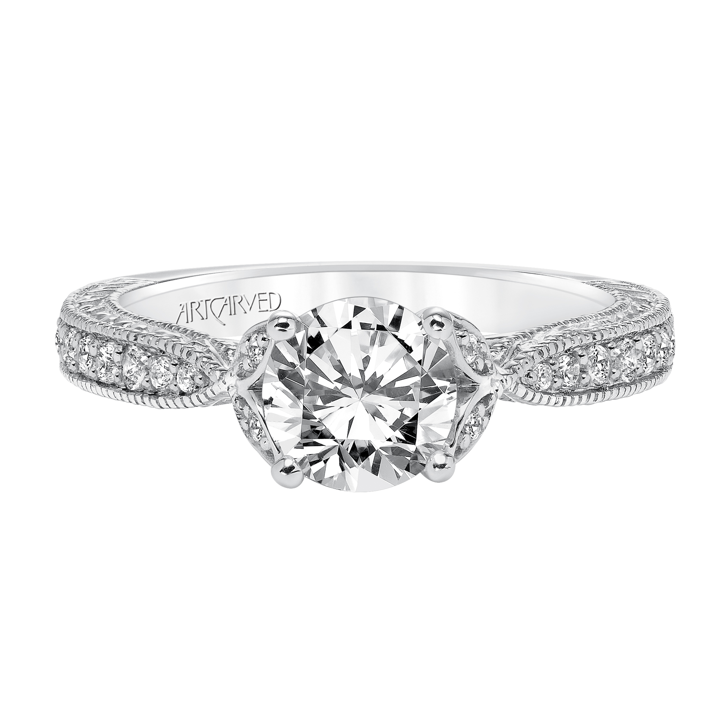 Engraved with Milgrain Engagement Ring