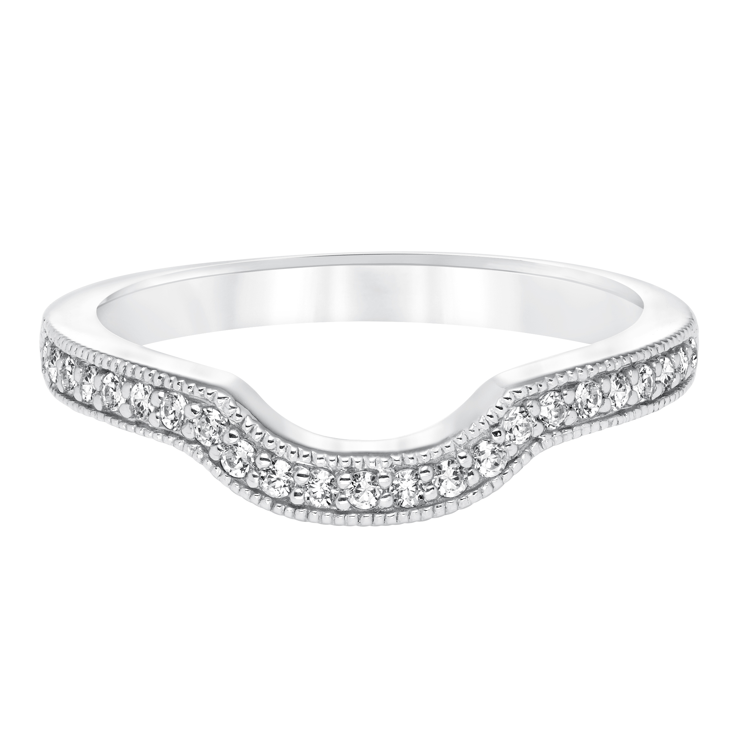Curved Milgrain Diamond Wedding Band