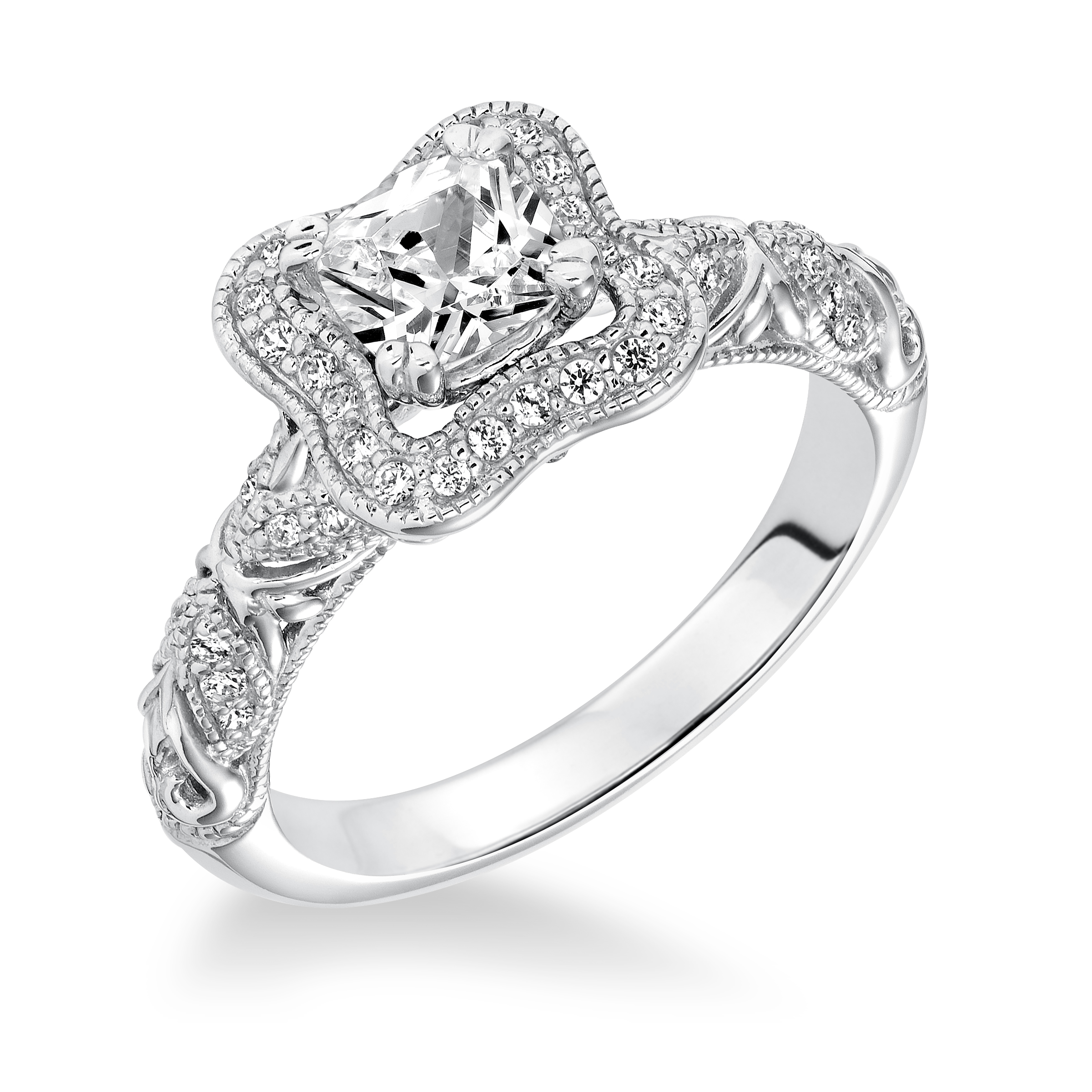 Milgrain Halo Engagement Ring