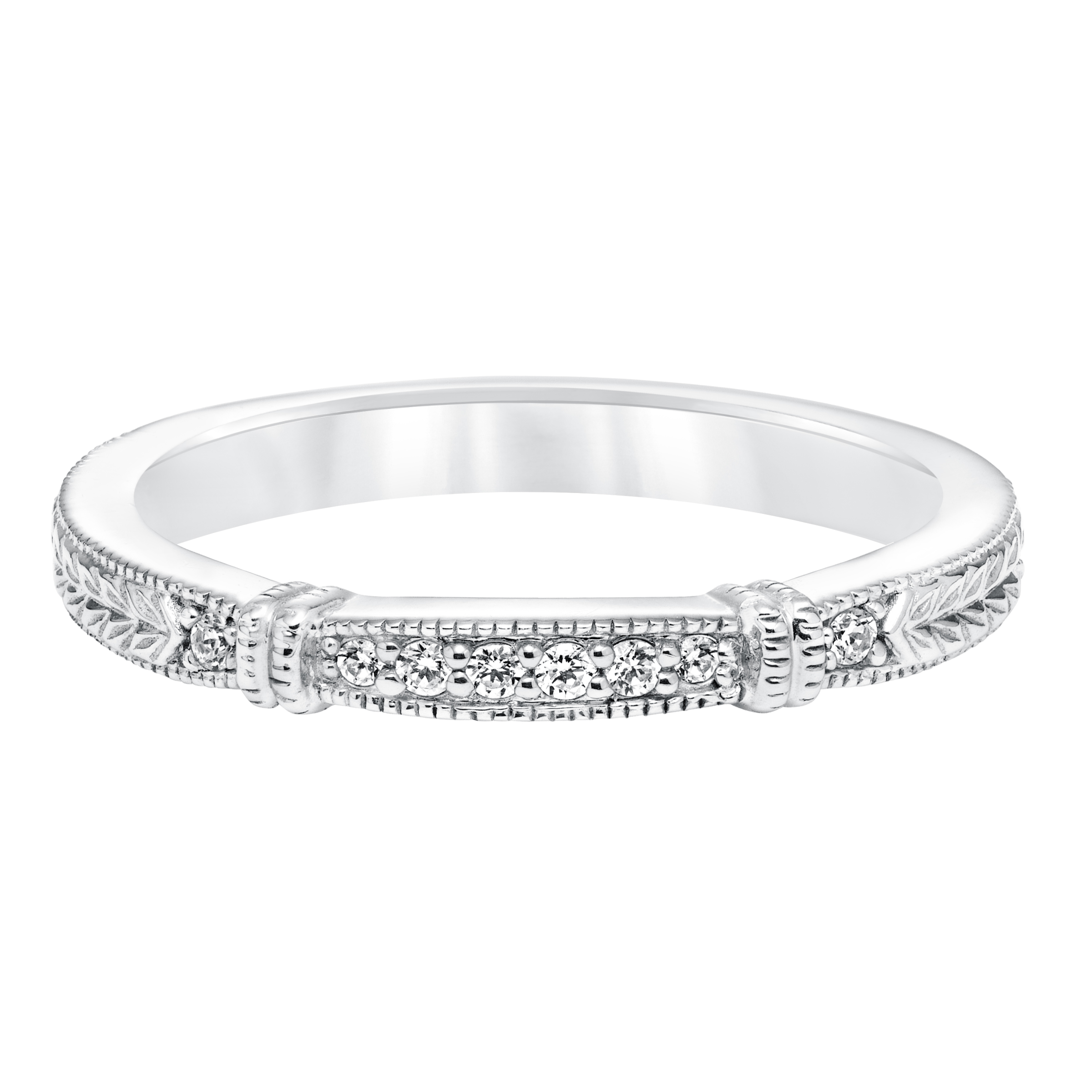 Diamond Milgrain Wedding Band