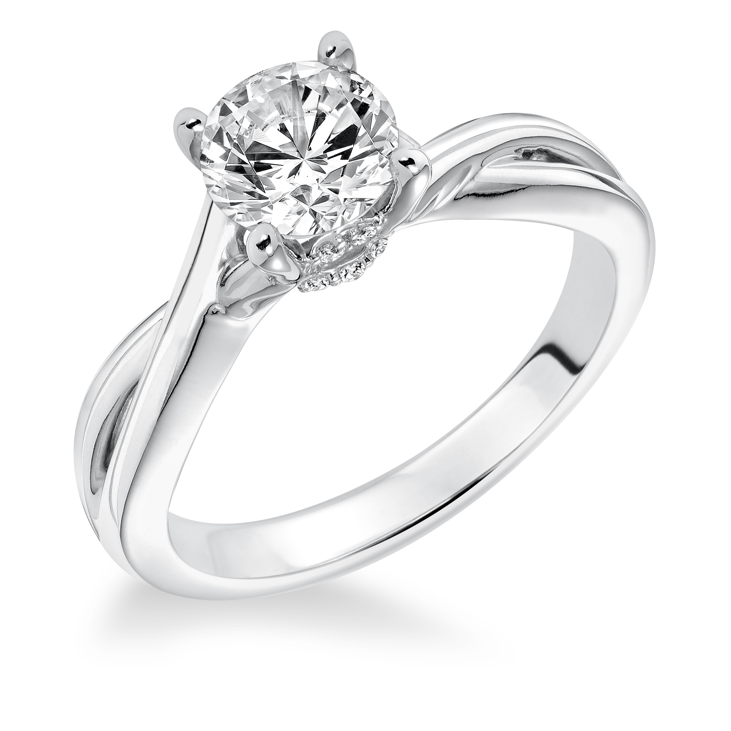 Solitaire with Split Shank Engagement Ring