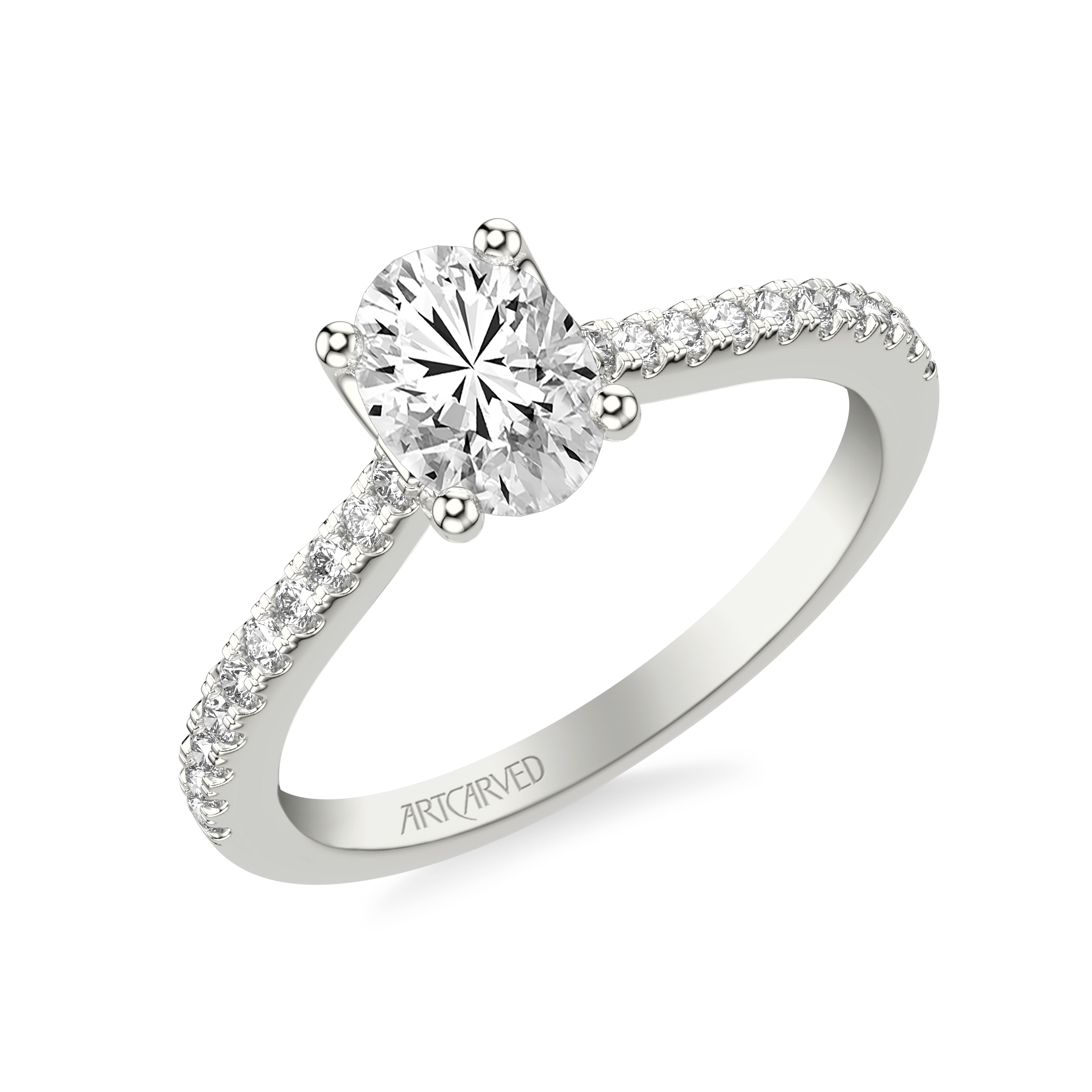 Diamond Engagement Ring with Petite Diamond Shank and Diamond Accented Gallery
