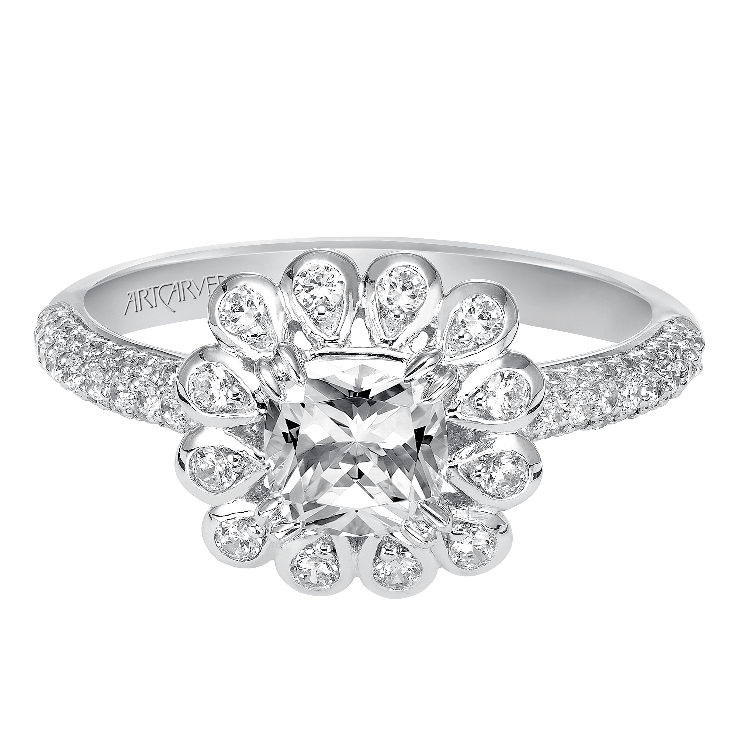 Pave Halo Engagement Ring
