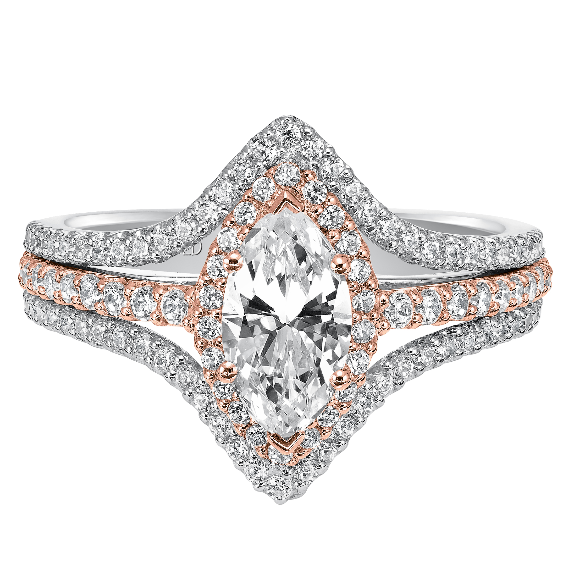 Two Tone Double Halo Engagement Ring