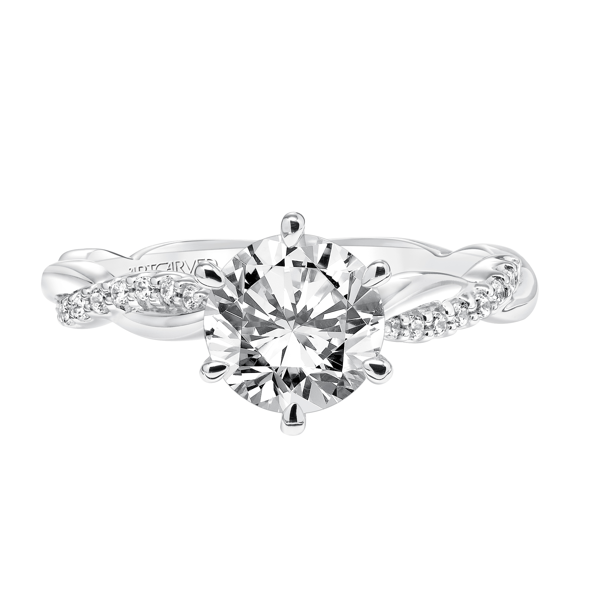 Contemporary Diamond With Twisted Shank Engagement Ring