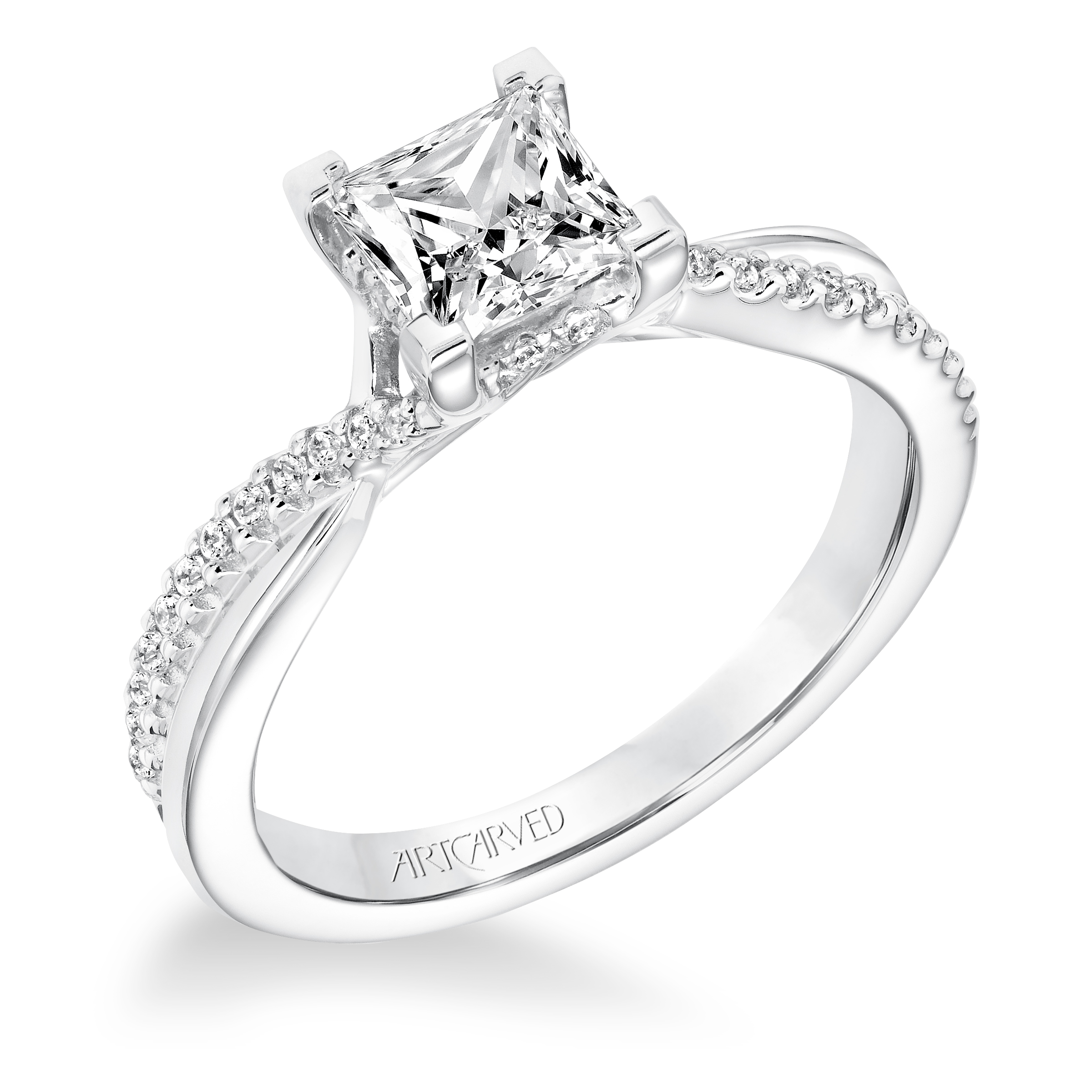 Contemporary Diamond With Twisted Shank Engagement Ring