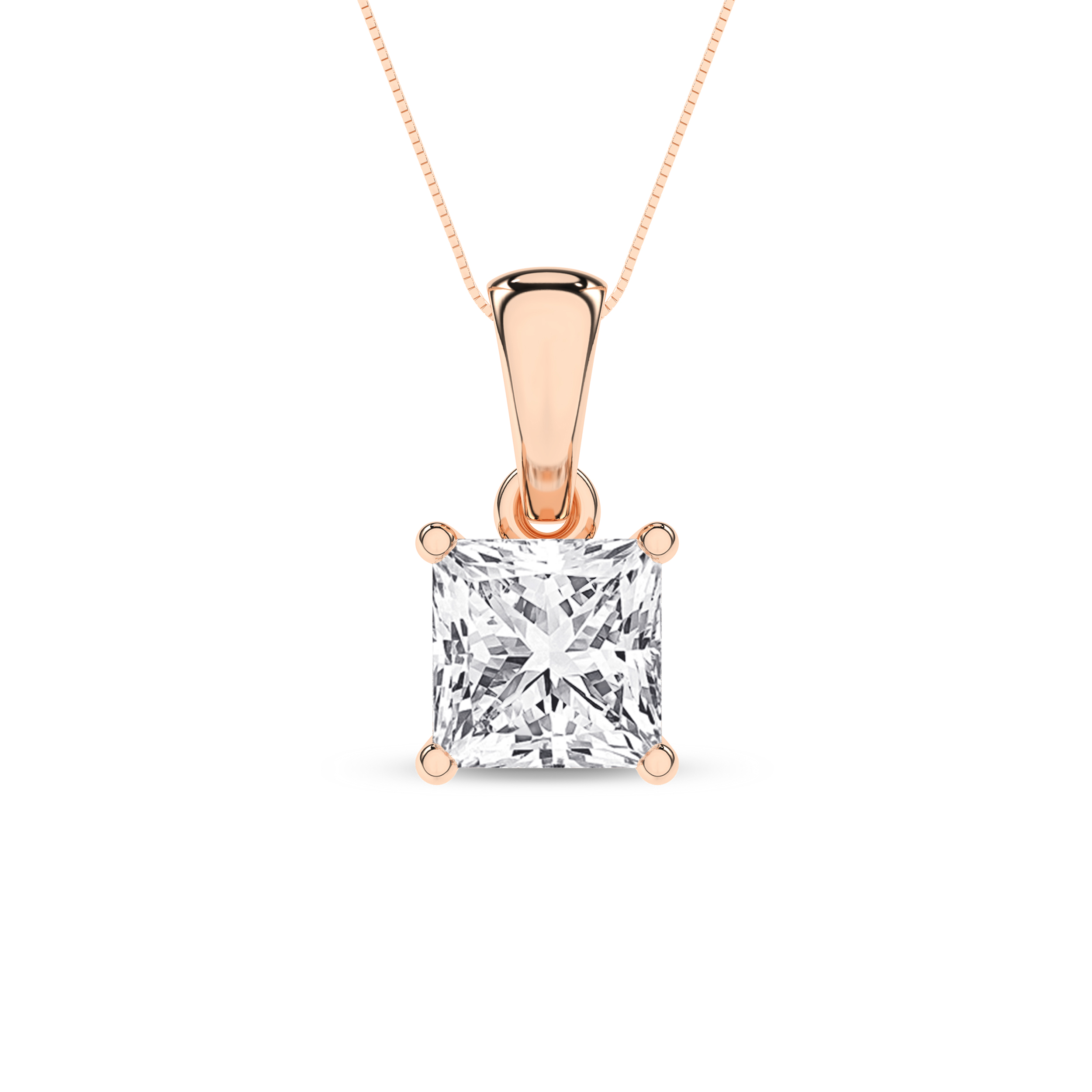 Lab Grown Solitaire Pendant (Princess)/1.5Ct, 1.5Ctw