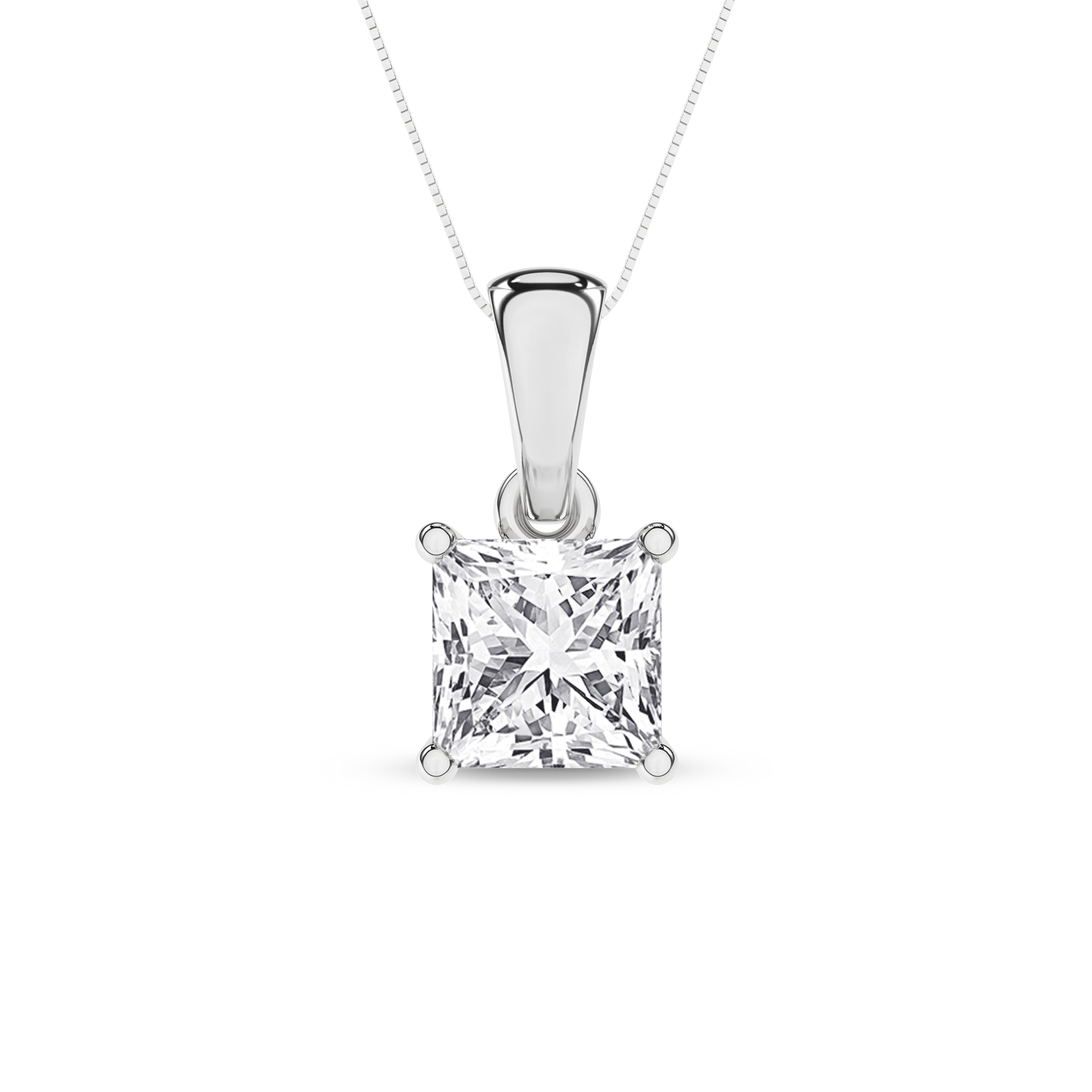 Lab Grown Solitaire Pendant (Princess)/1.5Ct, 1.5Ctw