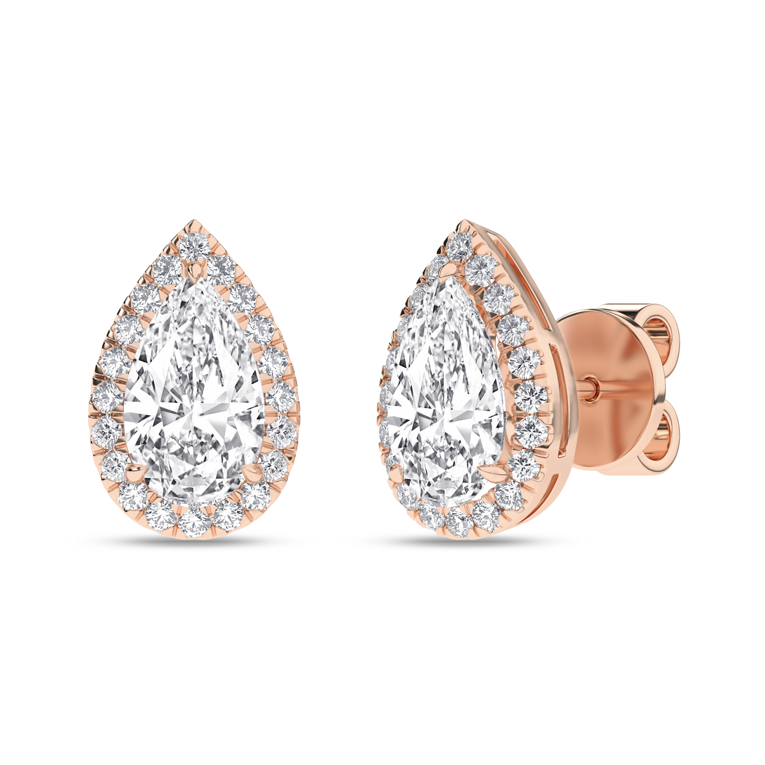 Lab Grown Halo Stud Earrings (Pear)/1Ct, 2.25Ctw