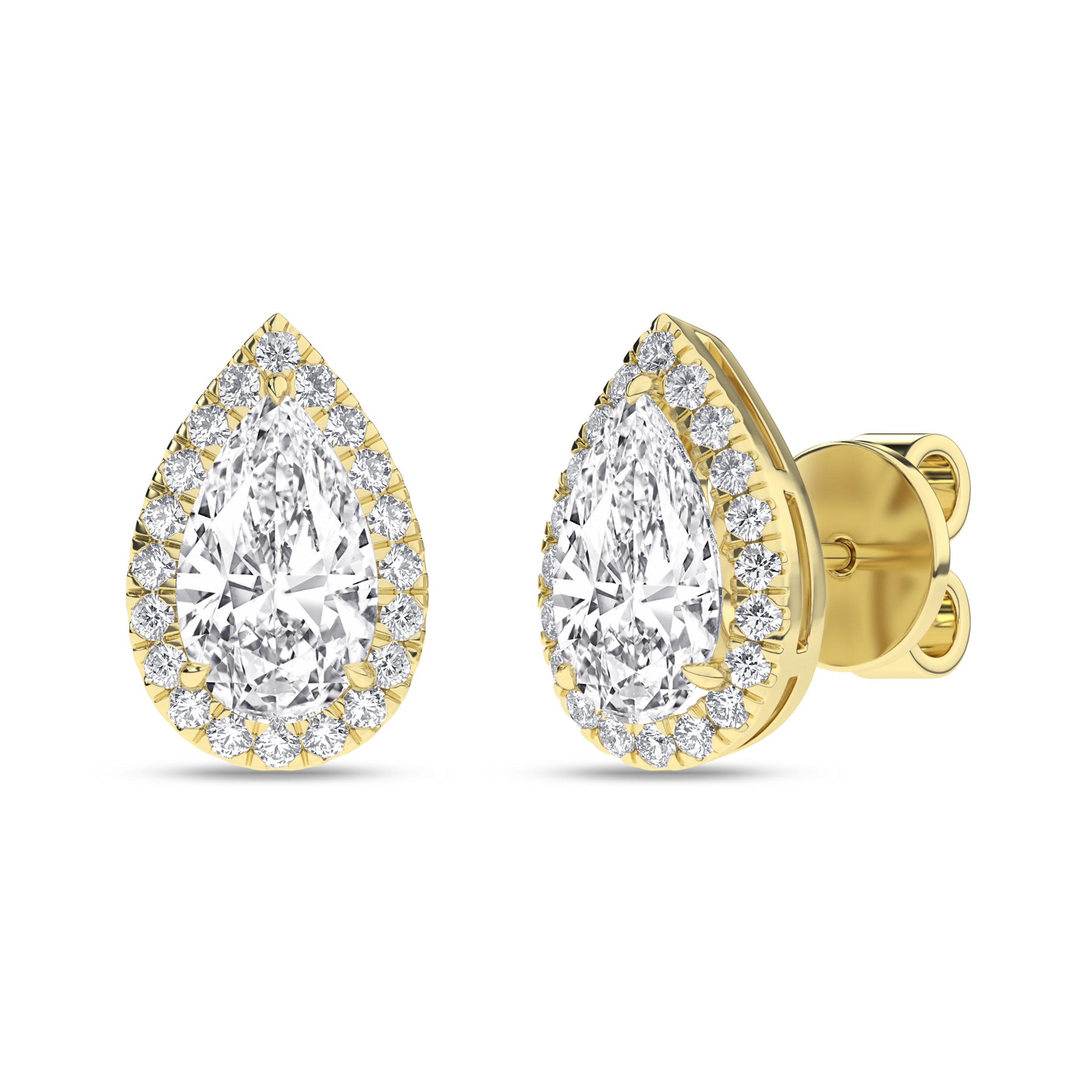 Lab Grown Halo Stud Earrings (Pear)/1Ct, 2.25Ctw