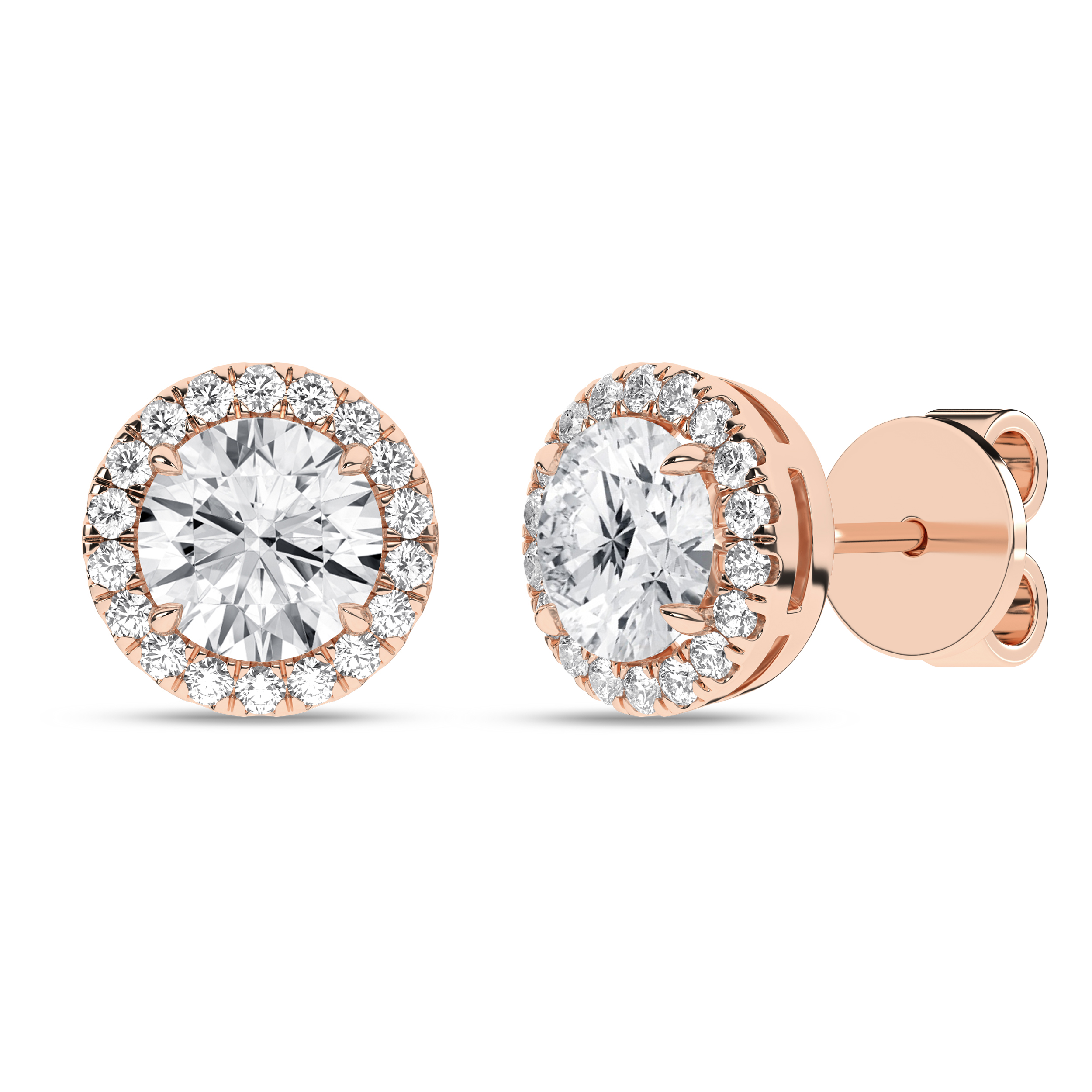 Lab Grown Halo Stud Earrings (Round)/1Ct, 2.25Ctw