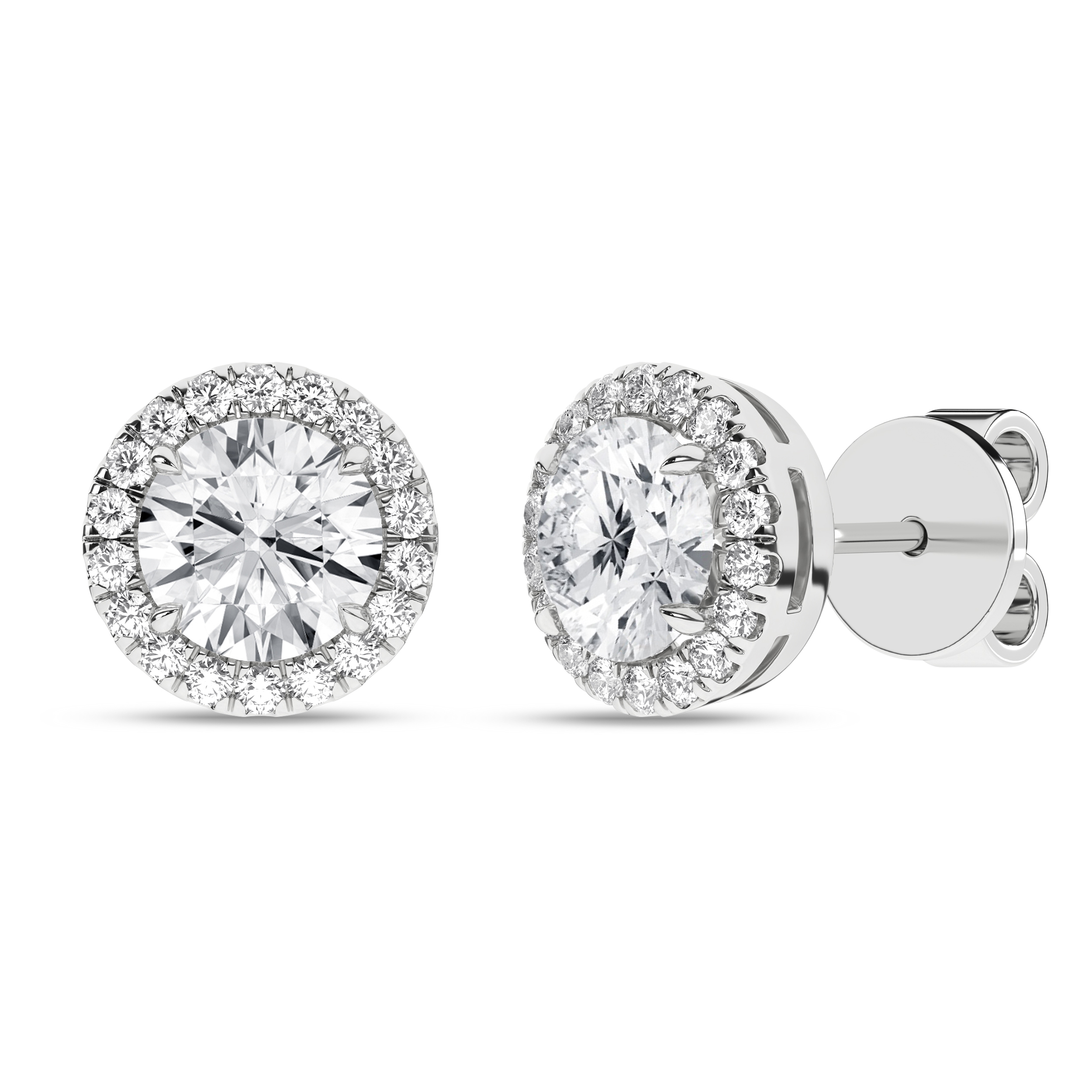 Lab Grown Halo Stud Earrings (Round)/1Ct, 2.25Ctw