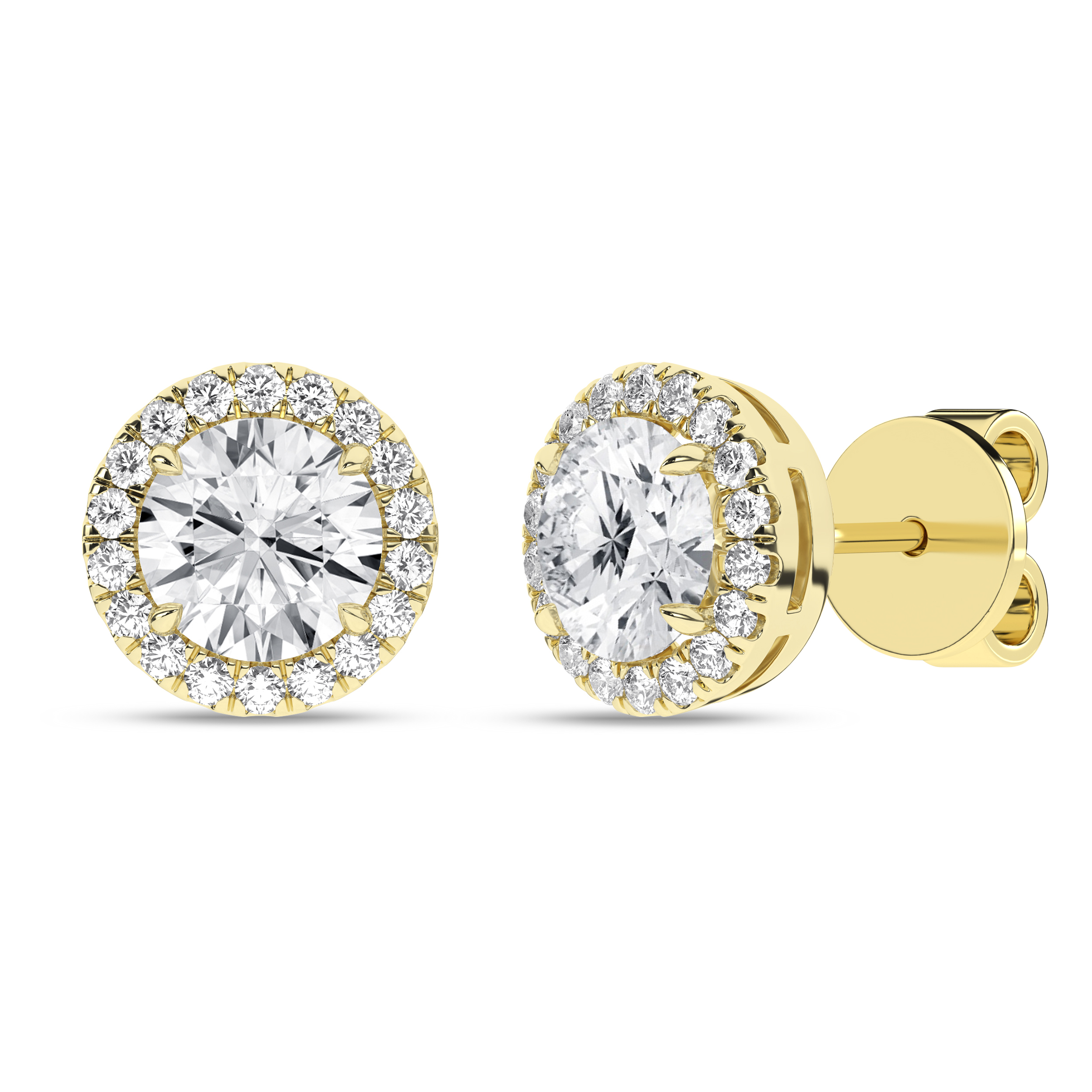 Lab Grown Halo Stud Earrings (Round)/1Ct, 2.25Ctw