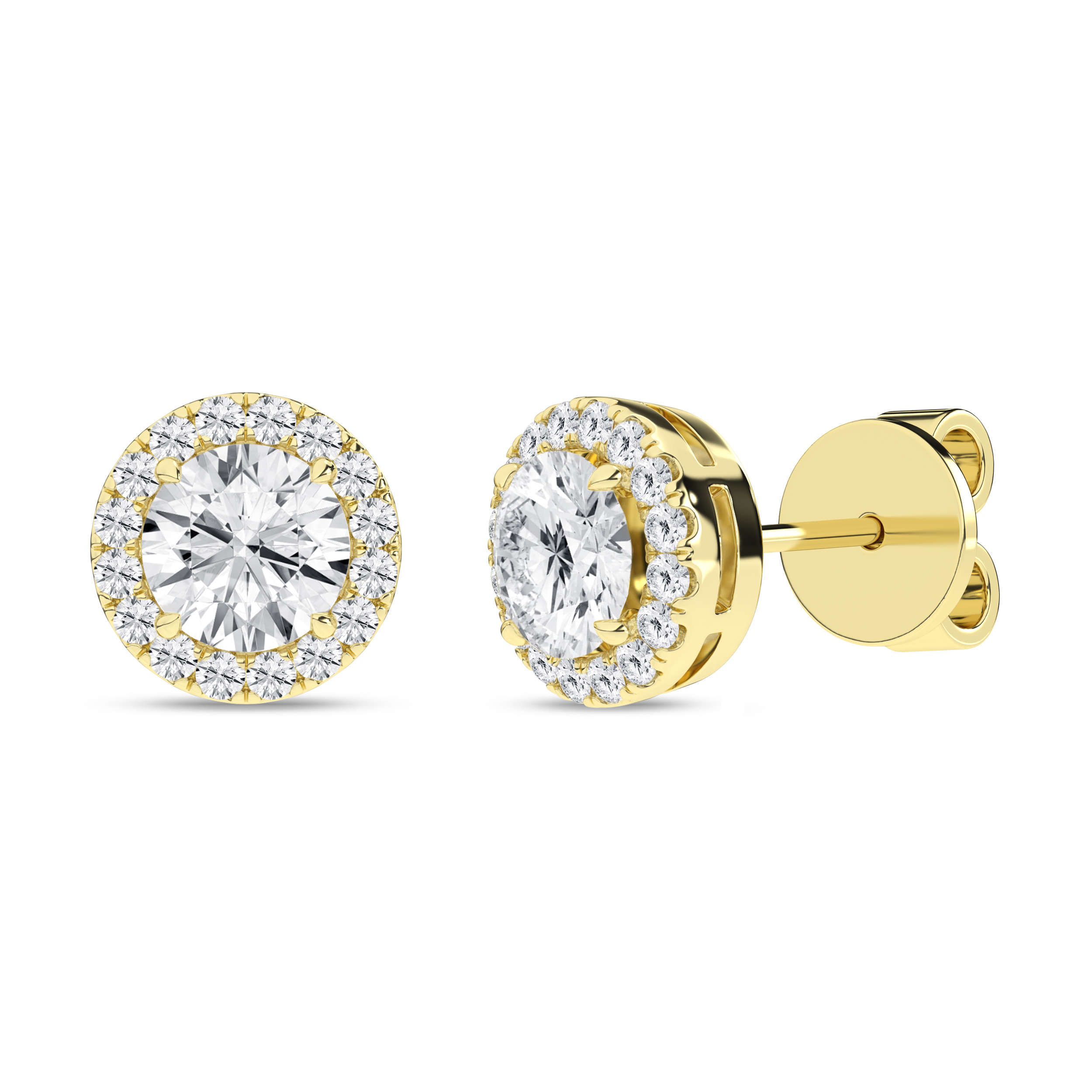 Lab Grown Halo Stud Earrings (Round)/0.5Ct, 1.16Ctw