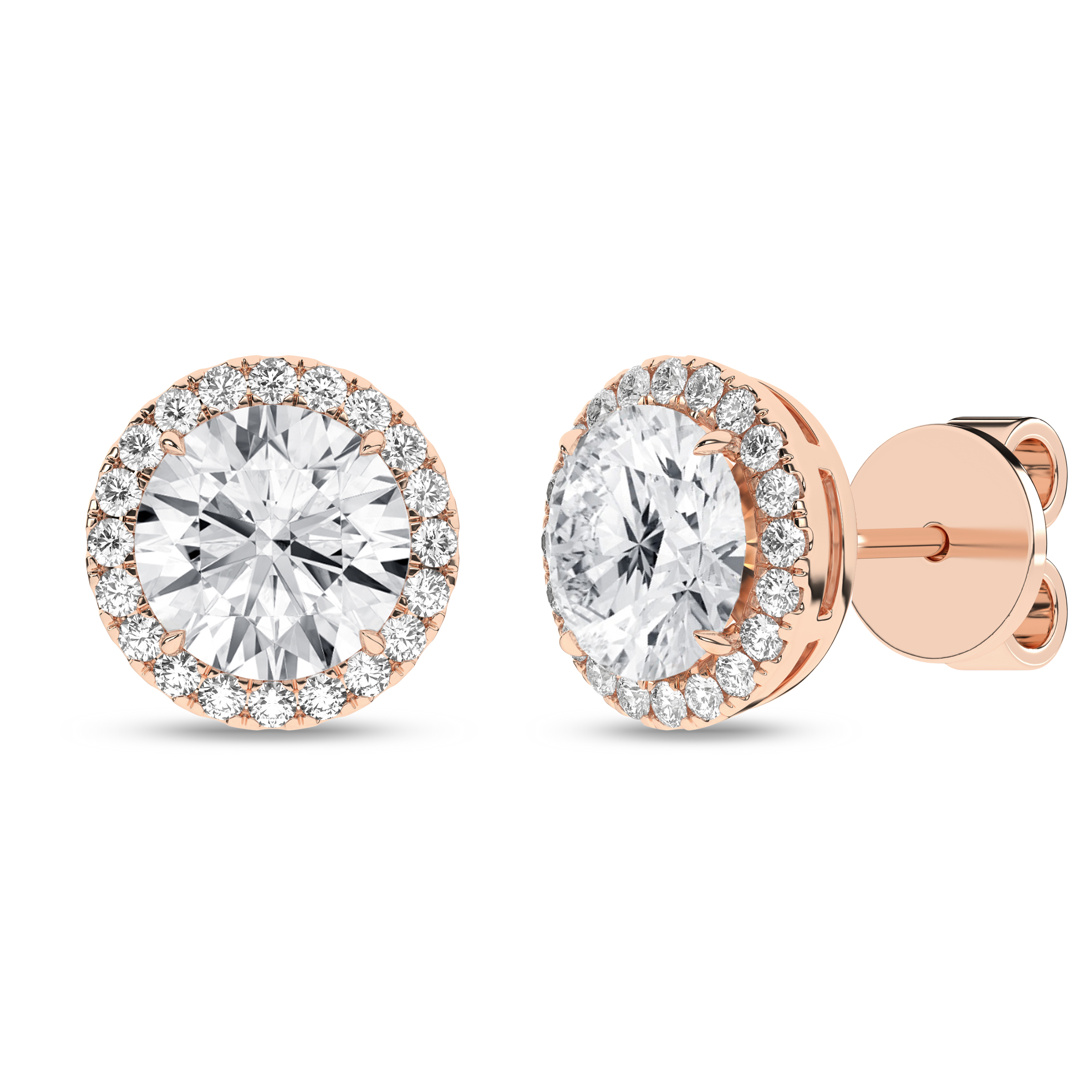 Lab Grown Halo Stud Earrings (Round)/1.5Ct, 3.25Ctw