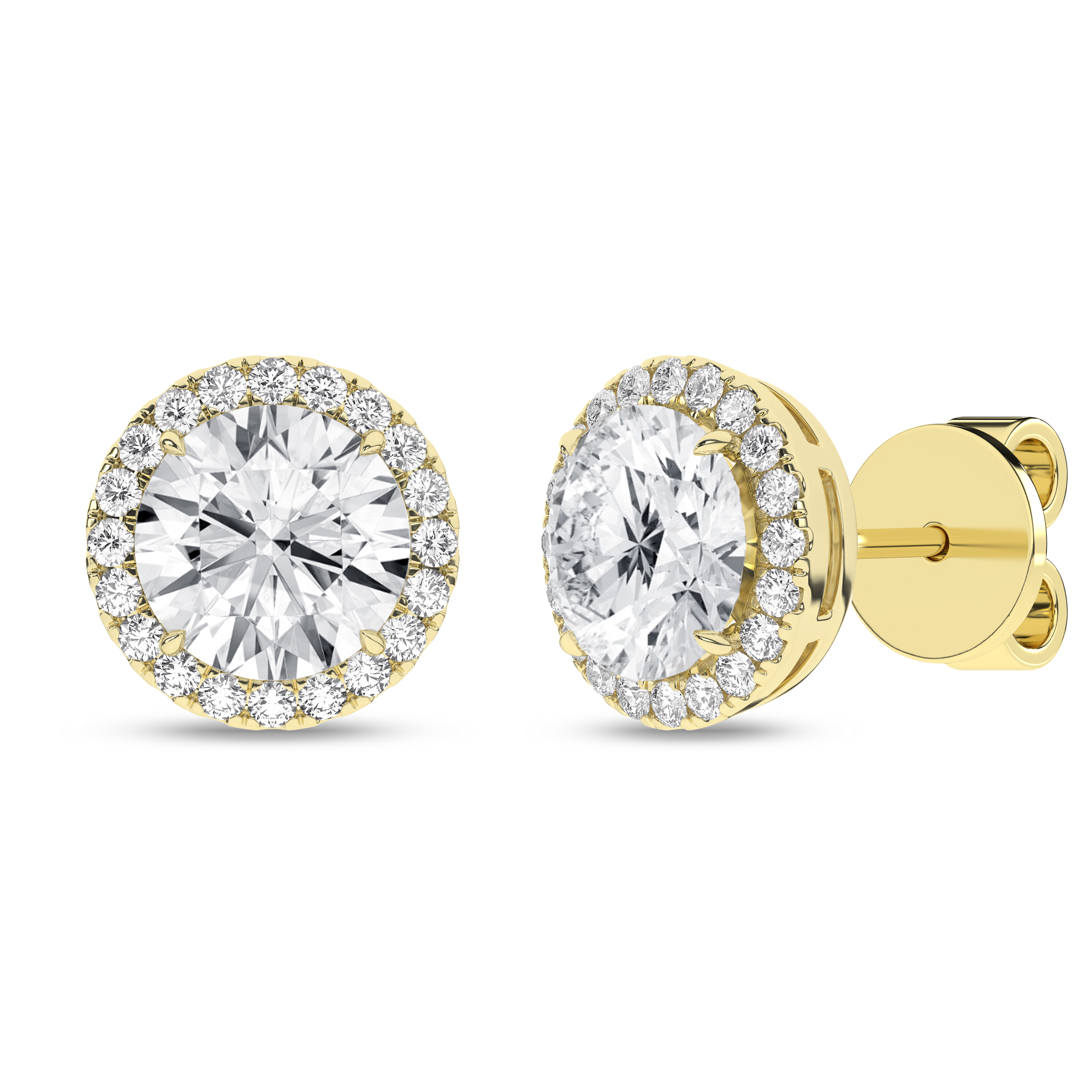 Lab Grown Halo Stud Earrings (Round)/1.5Ct, 3.25Ctw