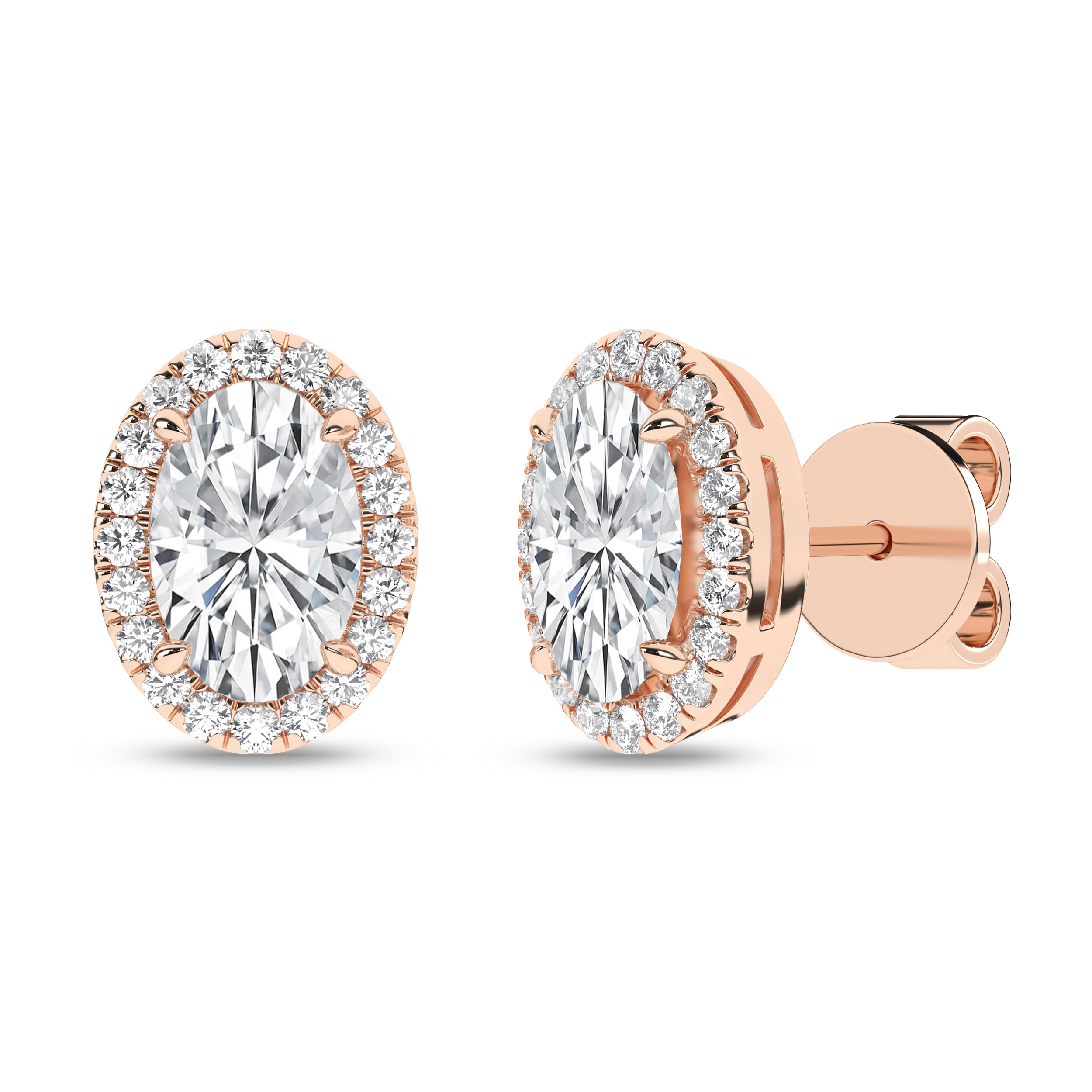 Lab Grown Halo Stud Earrings (Oval)/1Ct, 2.25Ctw
