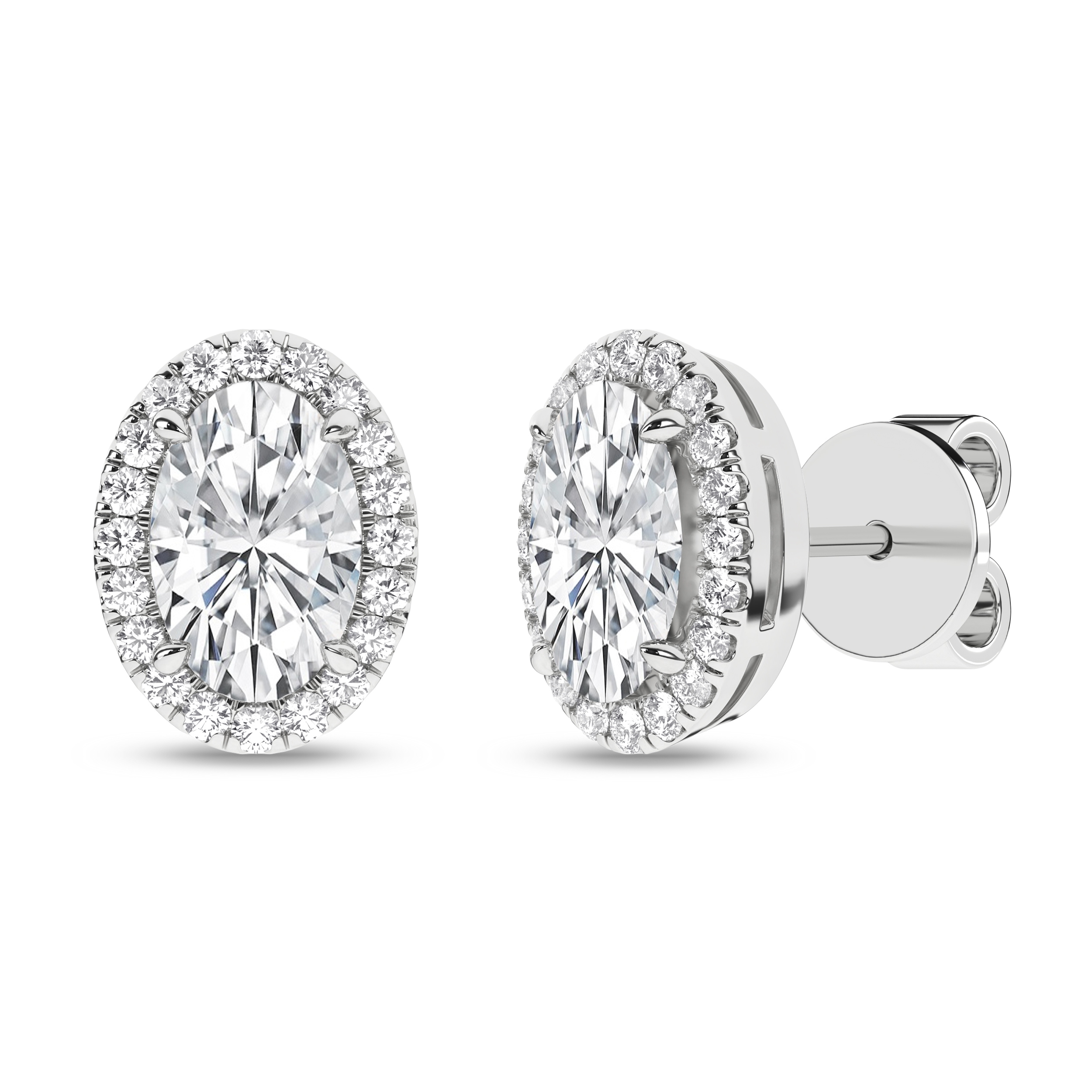 Lab Grown Halo Stud Earrings (Oval)/1Ct, 2.25Ctw