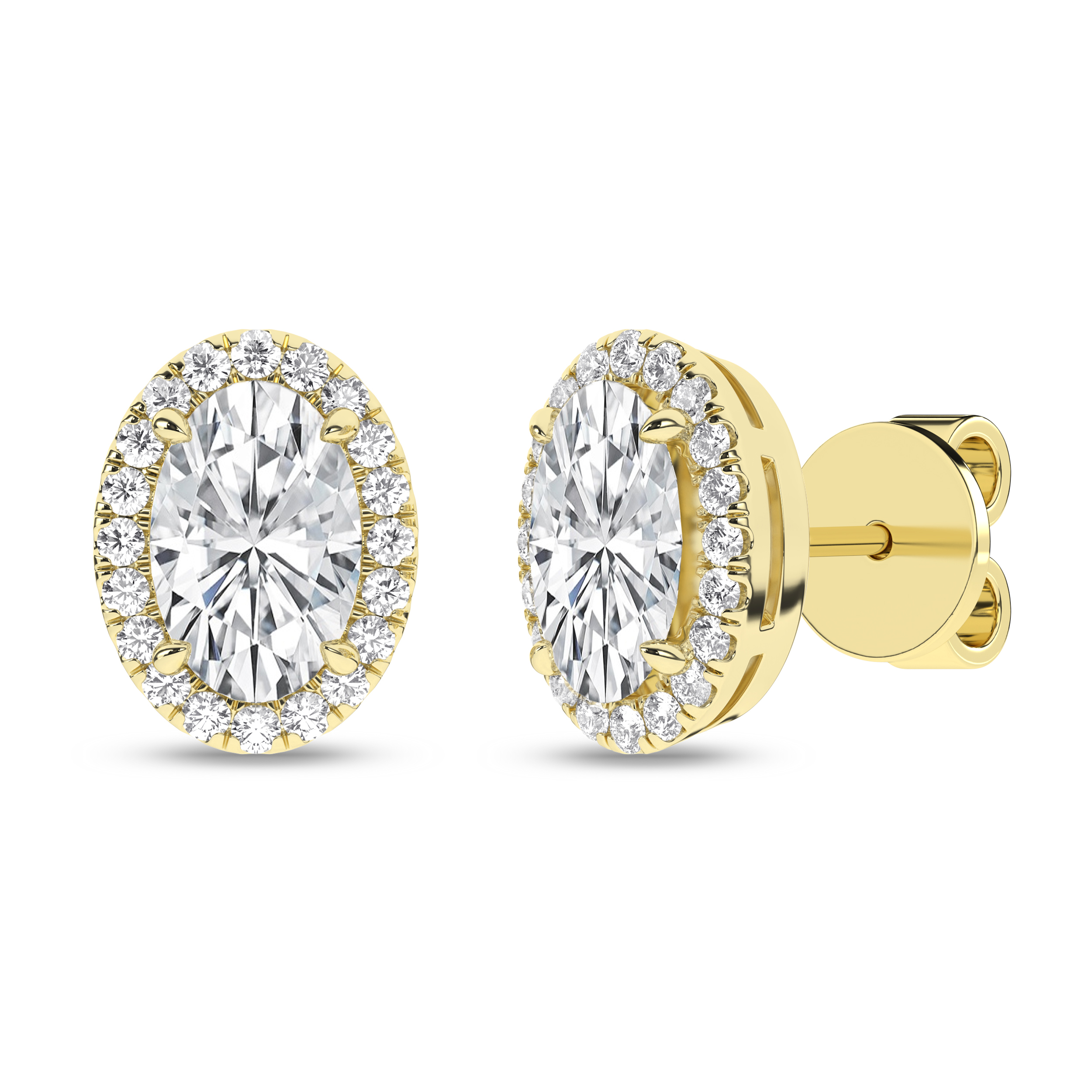 Lab Grown Halo Stud Earrings (Oval)/1Ct, 2.25Ctw