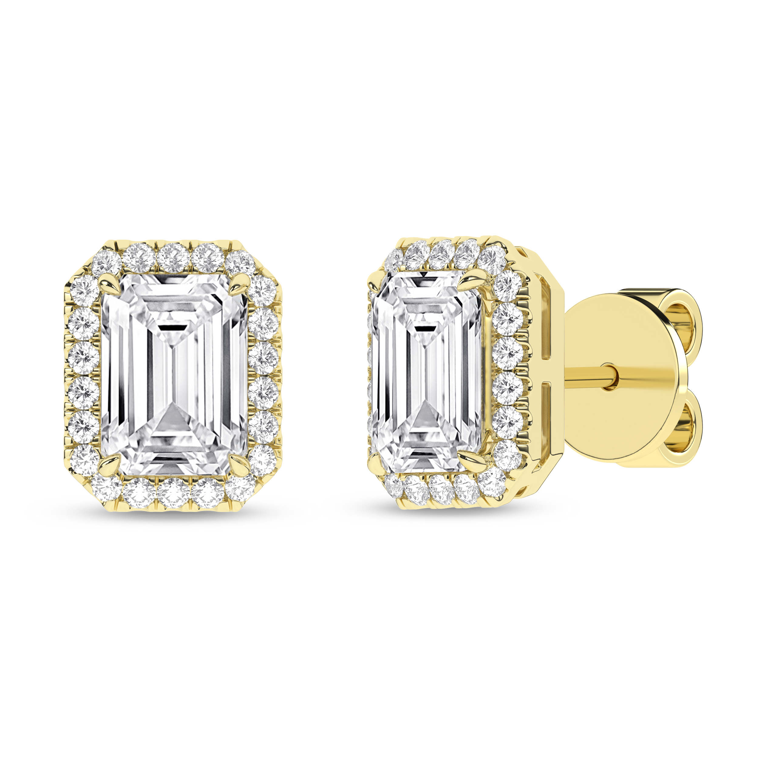 Lab Grown Halo Stud Earrings (Emerald)/1Ct, 2.25Ctw