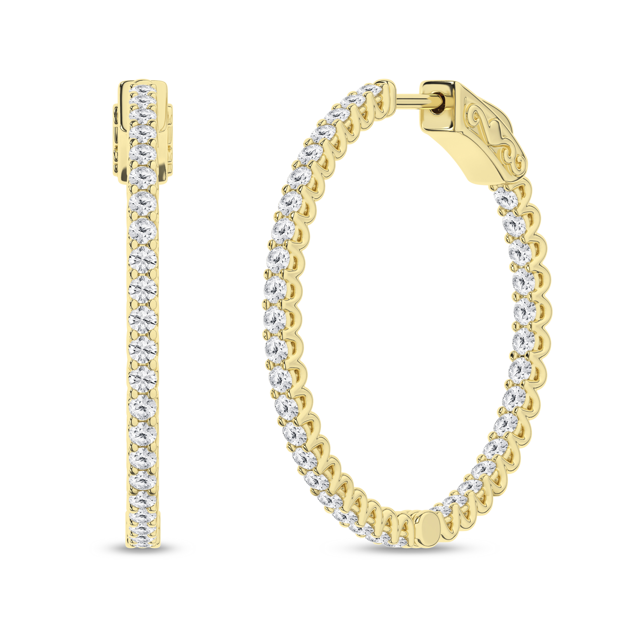 Lab Grown Inside-Out Hoop Earrings/1Ctw