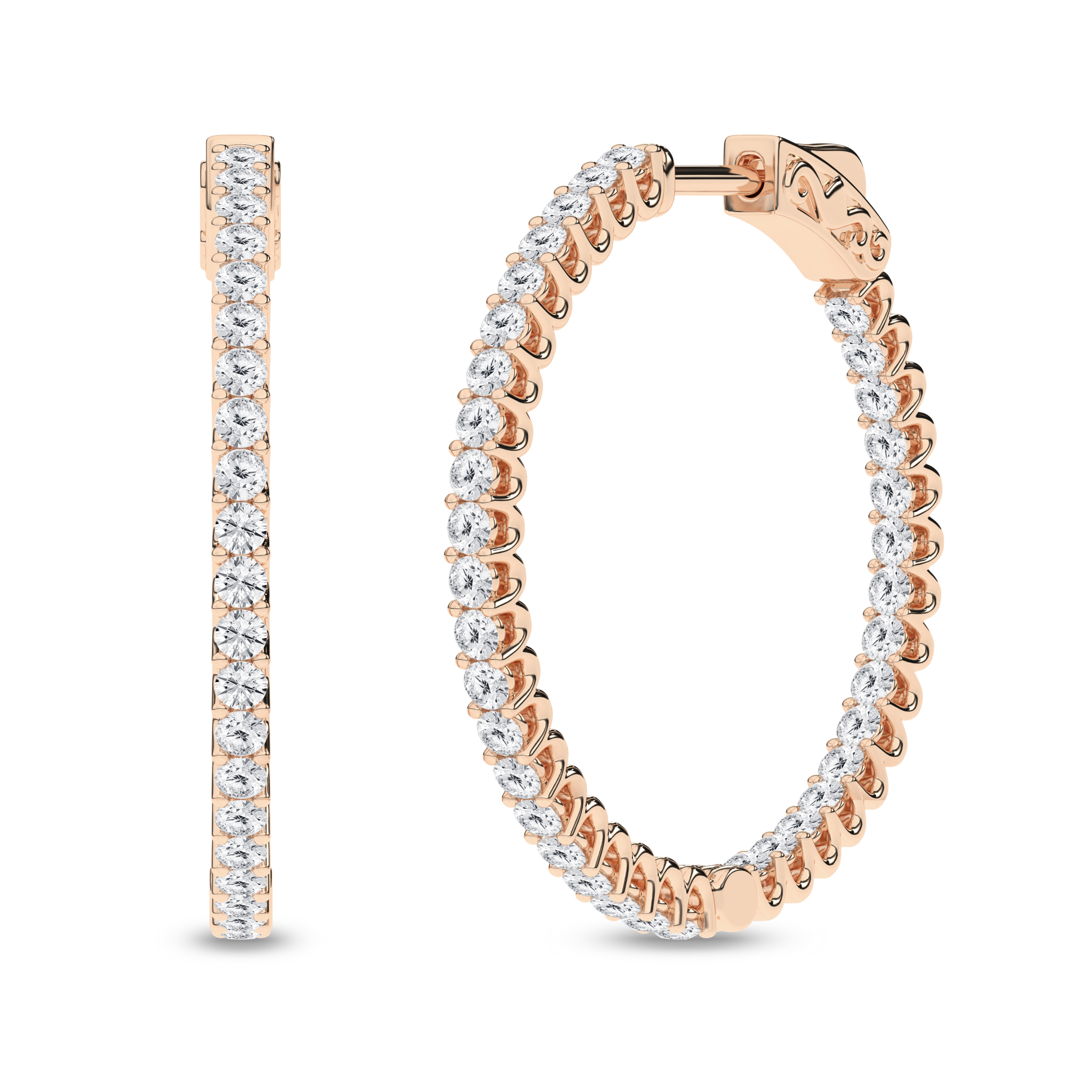 Lab Grown Inside-Out Hoop Earrings/2Ctw