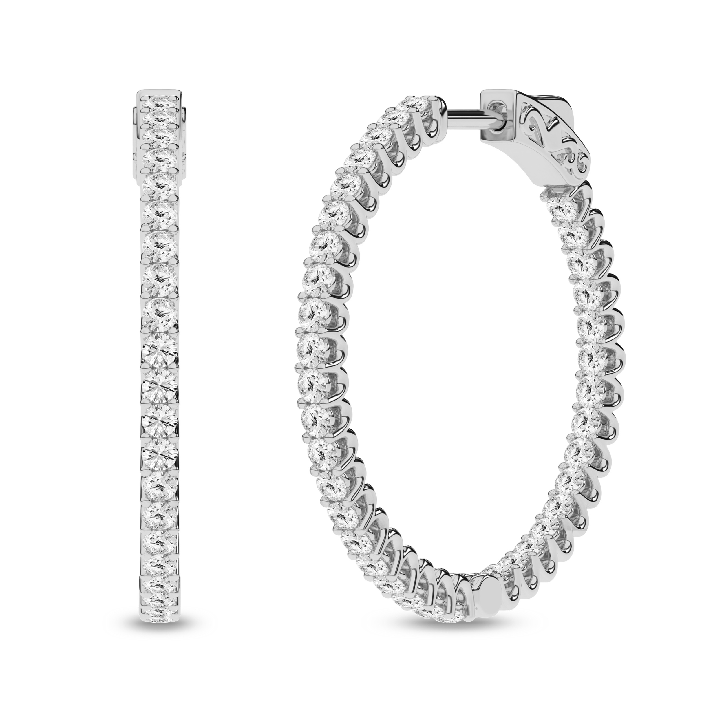 Lab Grown Inside-Out Hoop Earrings/2Ctw