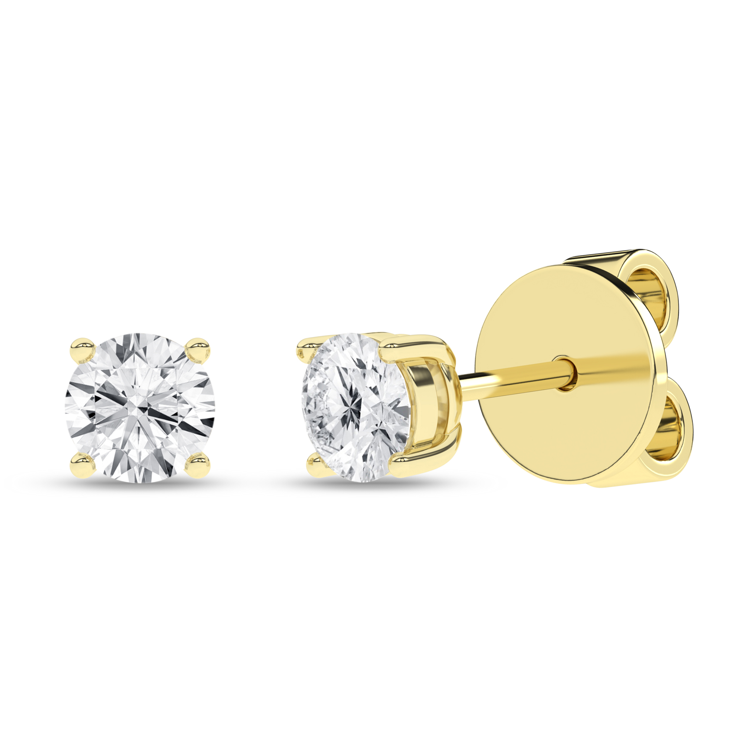 Lab Grown Solitaire Stud Earrings (Round)/0.25Ct, 0.5Ctw