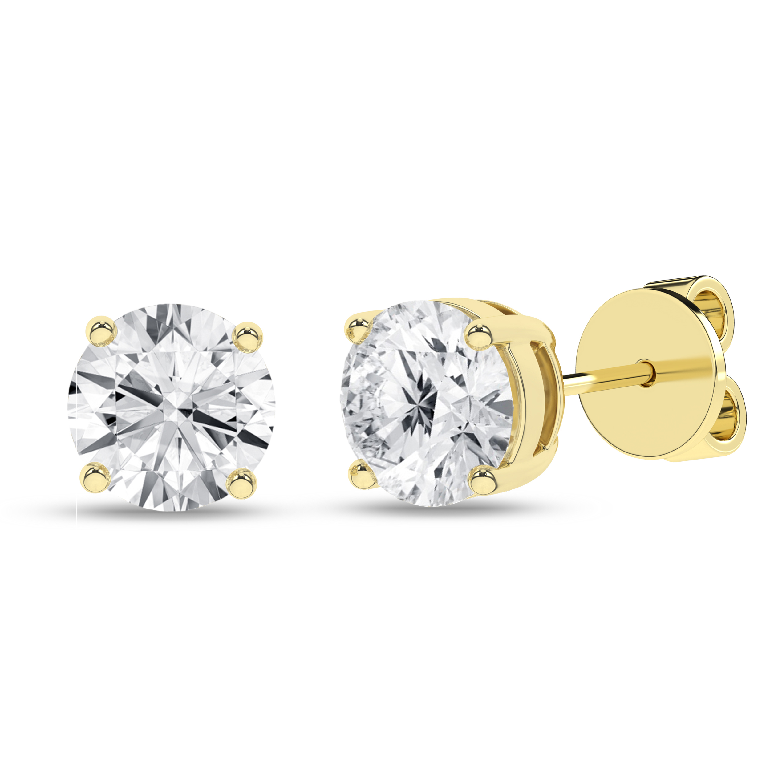 Lab Grown Solitaire Stud Earrings (Round)/1Ct, 2Ctw