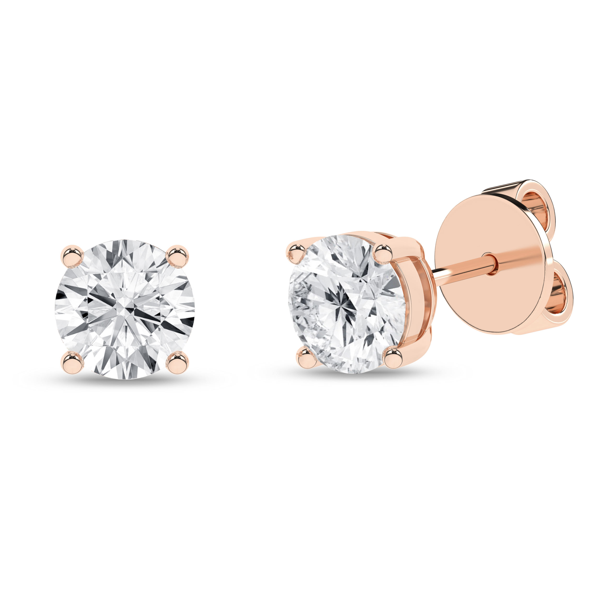 Lab Grown Solitaire Stud Earrings (Round)/0.625Ct, 1.25Ctw