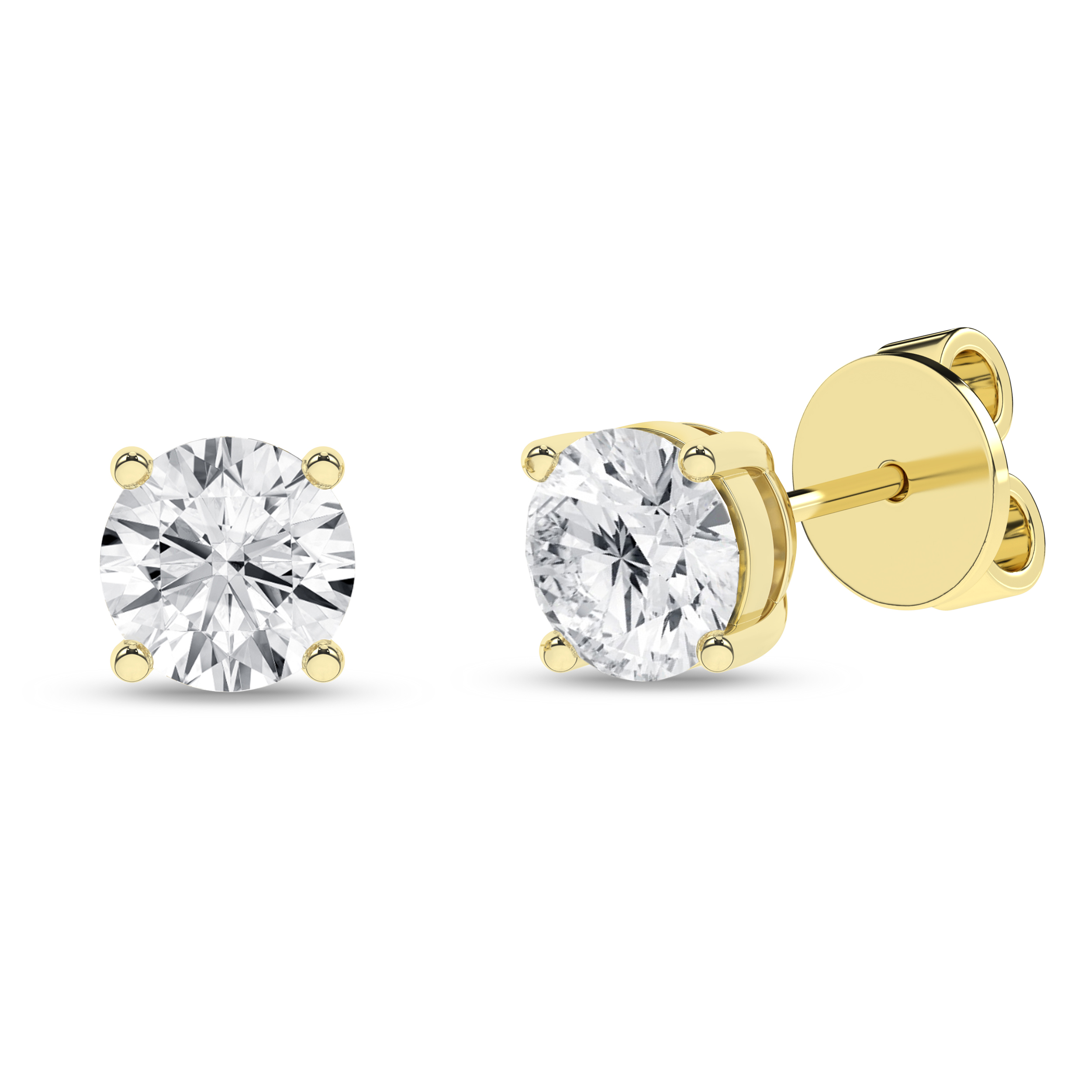 Lab Grown Solitaire Stud Earrings (Round)/0.625Ct, 1.25Ctw