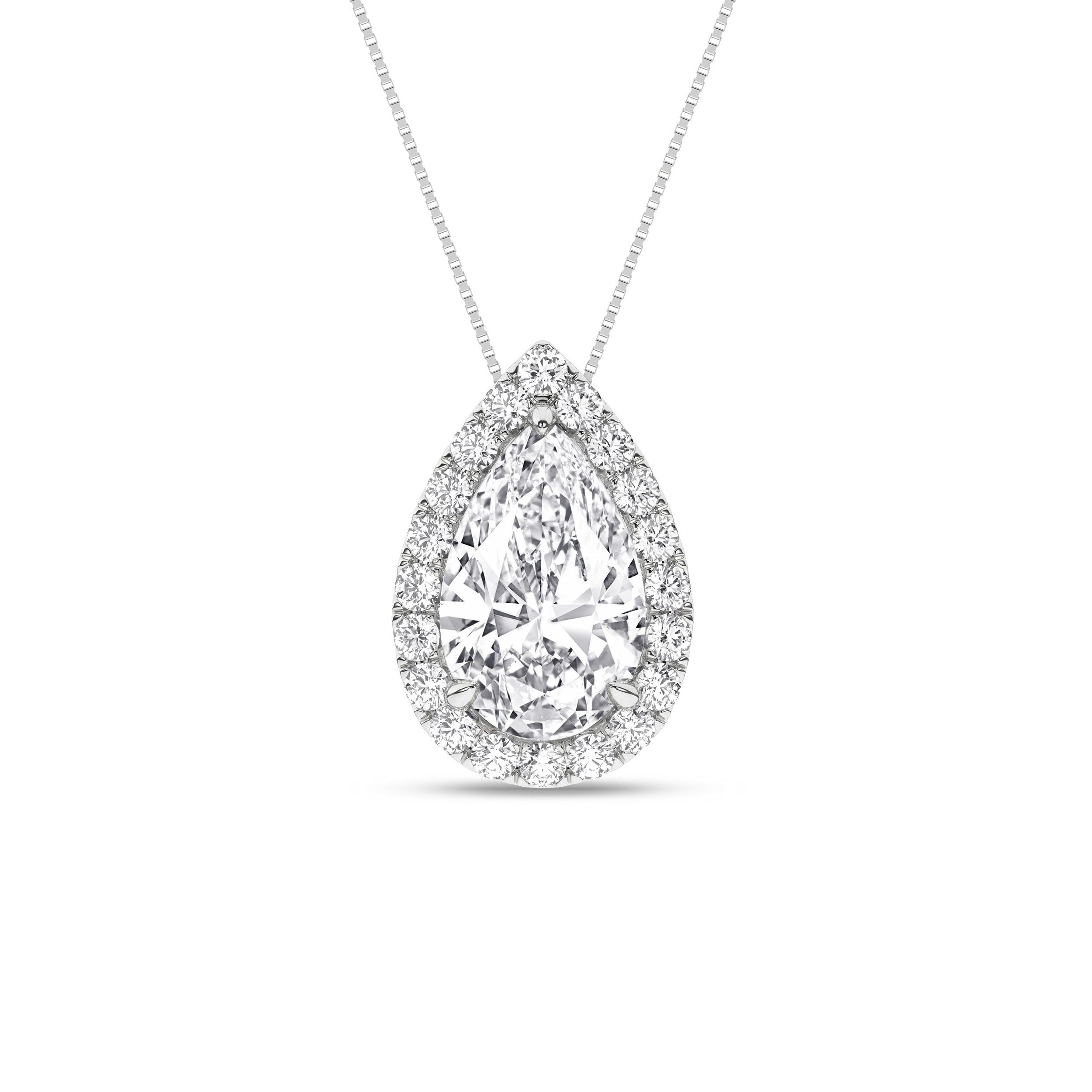 Lab Grown Halo Pendant (Pear)/1Ct, 1.15Ctw