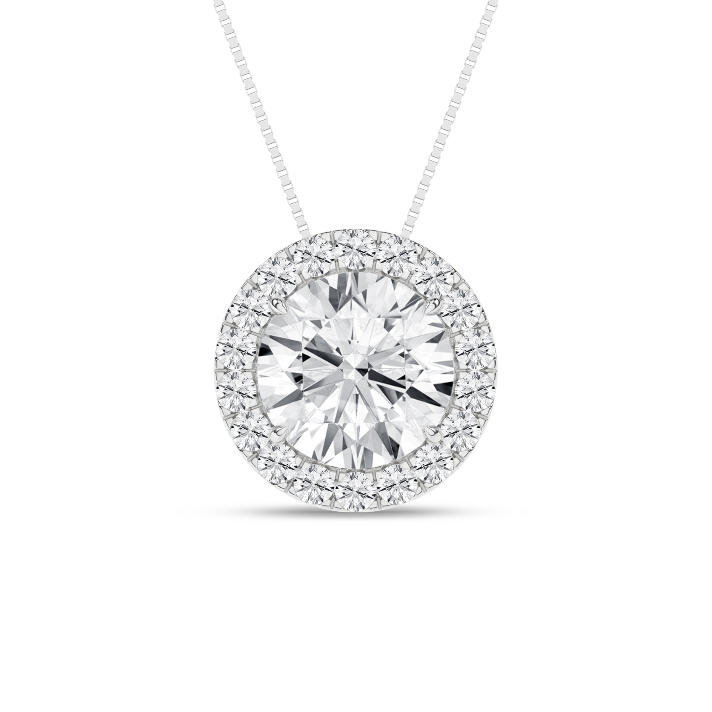 Lab Grown Halo Pendant (Round)/0.75Ct, 0.85Ctw