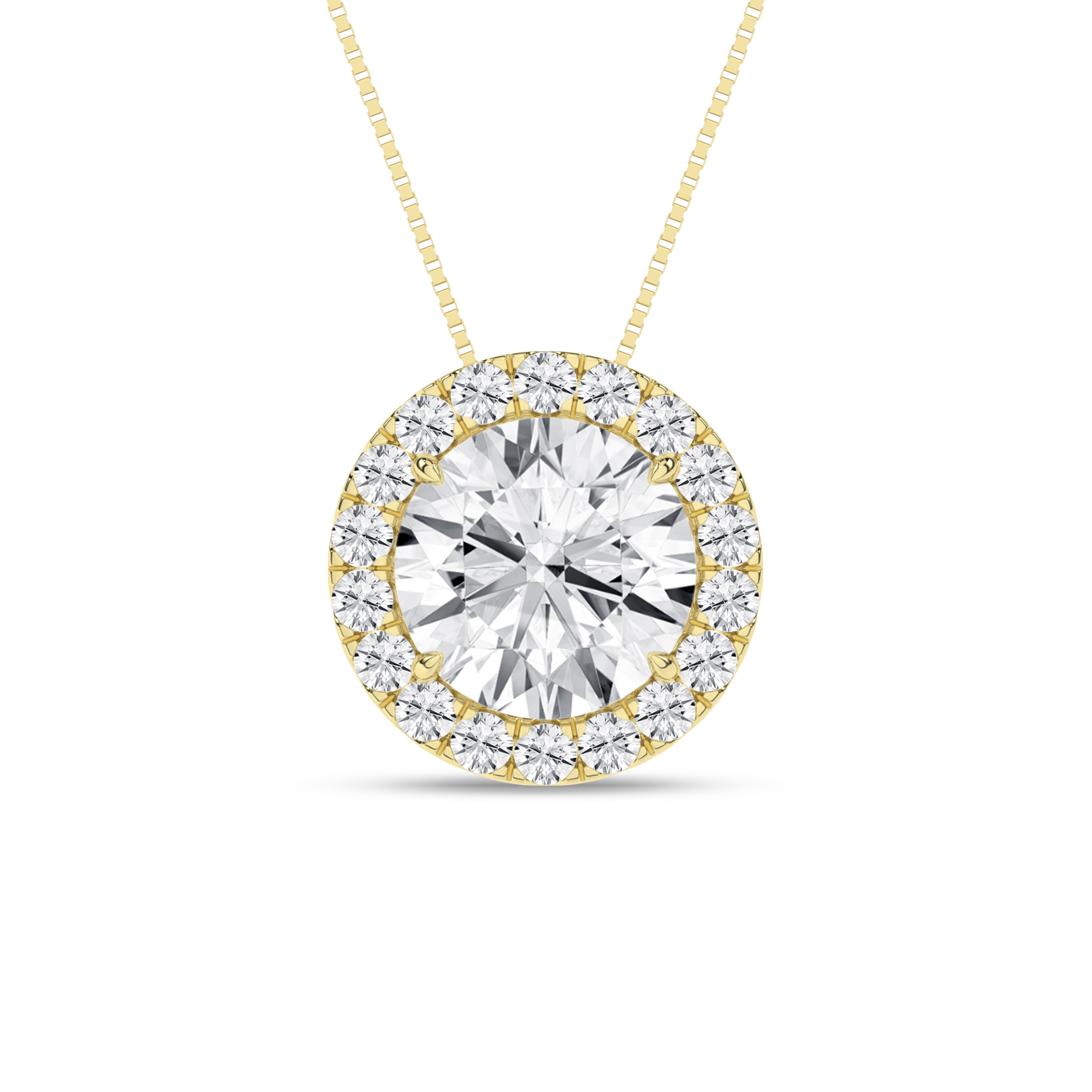 Lab Grown Halo Pendant (Round)/0.75Ct, 0.85Ctw