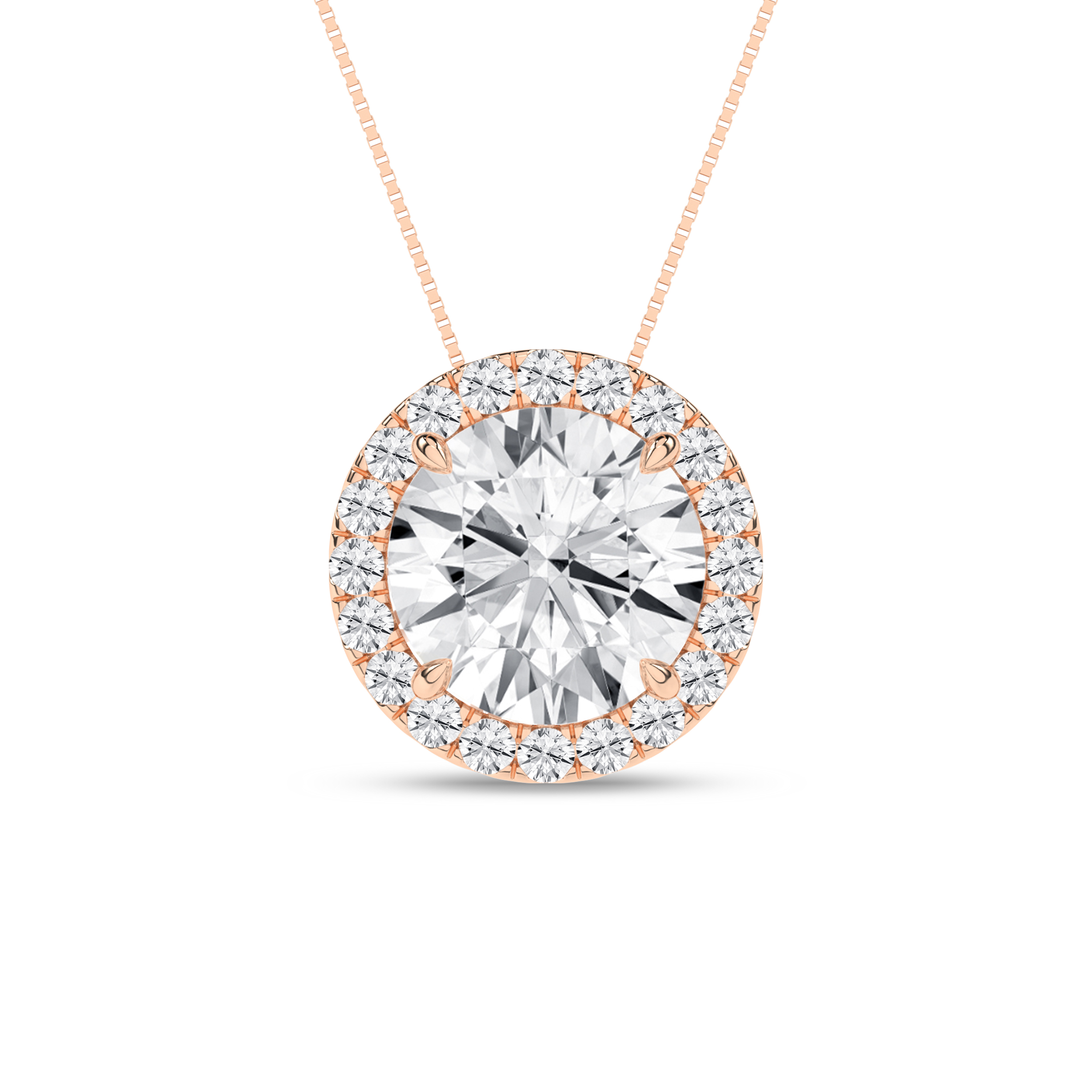 Lab Grown Halo Pendant (Round)/1.5Ct, 1.62Ctw