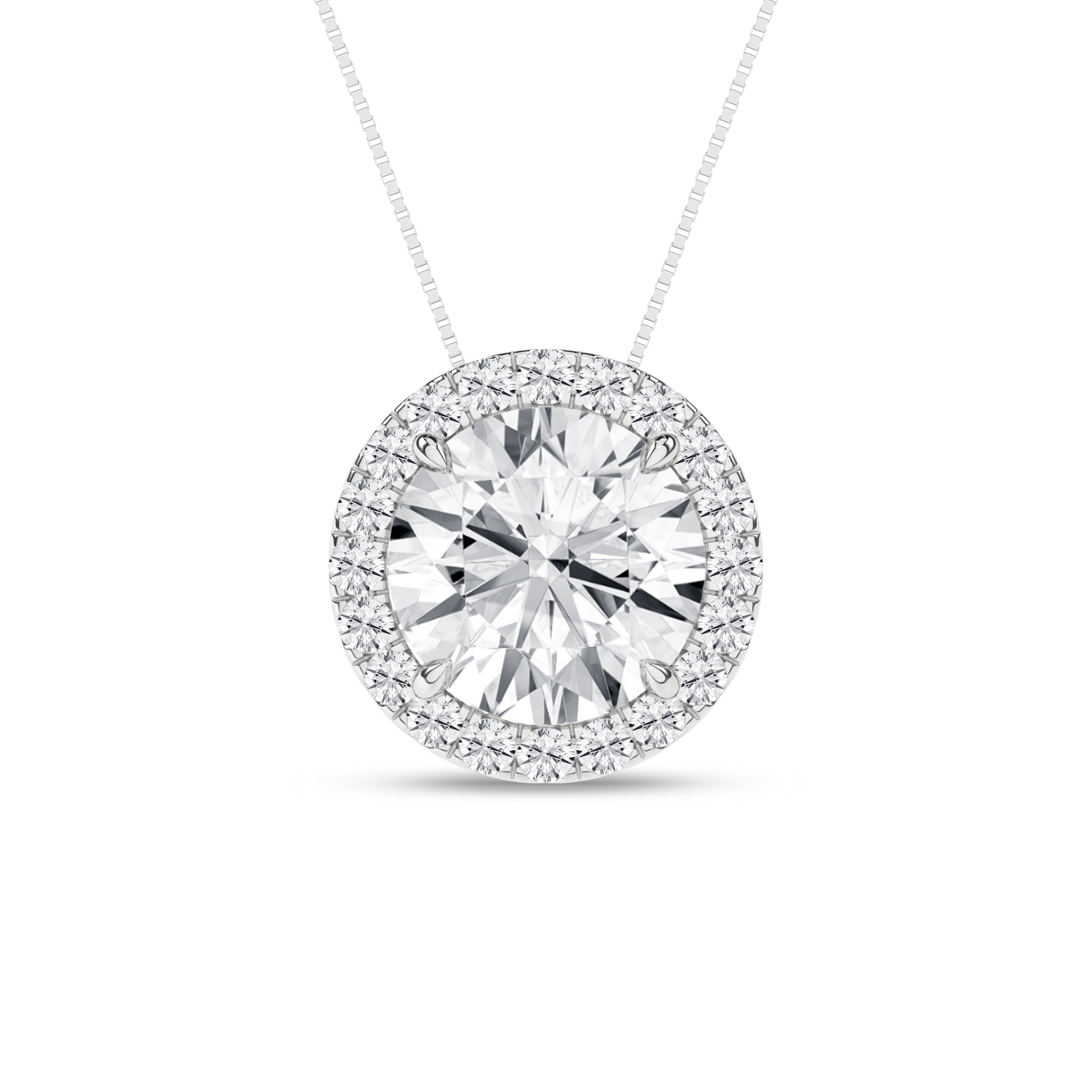 Lab Grown Halo Pendant (Round)/1.5Ct, 1.62Ctw