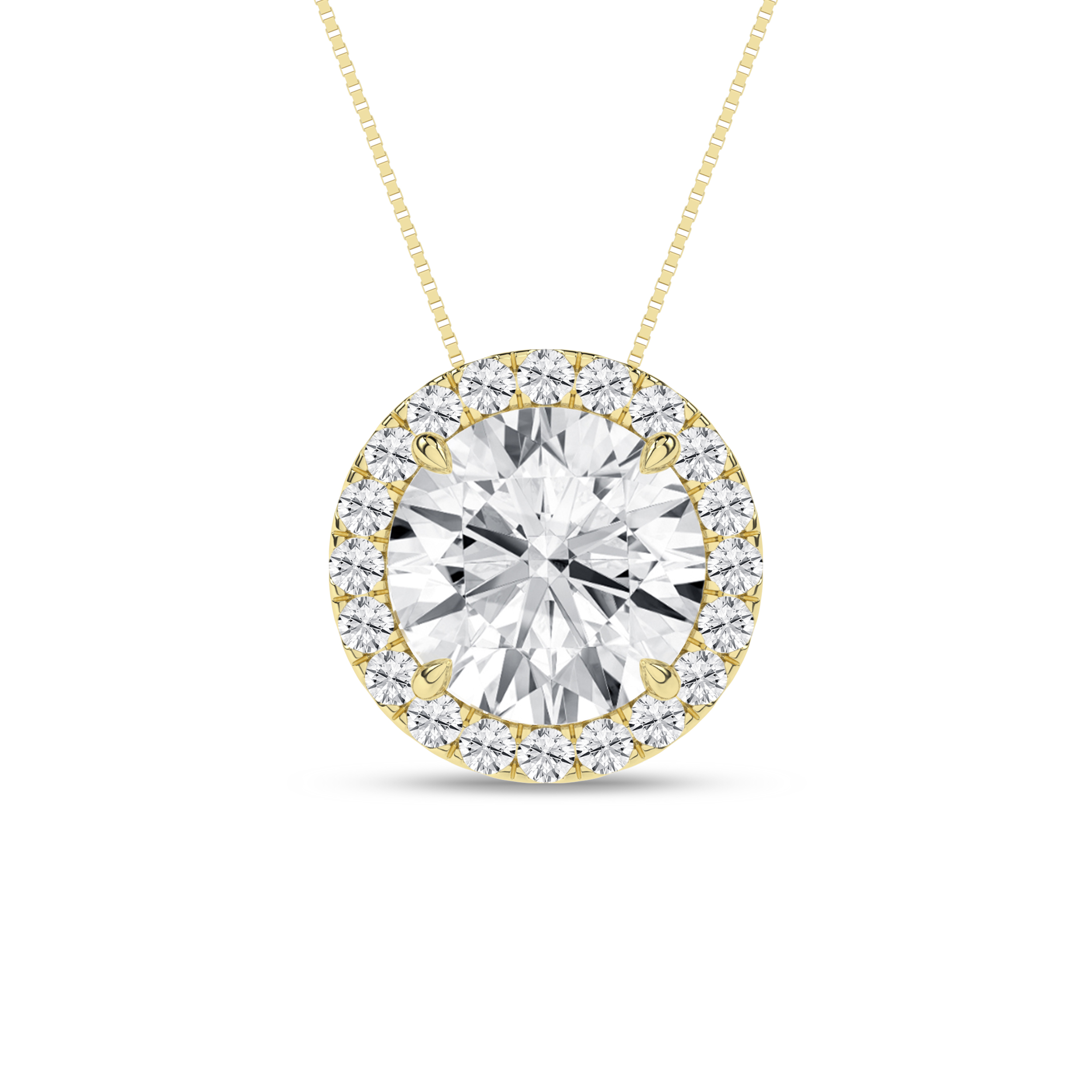Lab Grown Halo Pendant (Round)/1.5Ct, 1.62Ctw