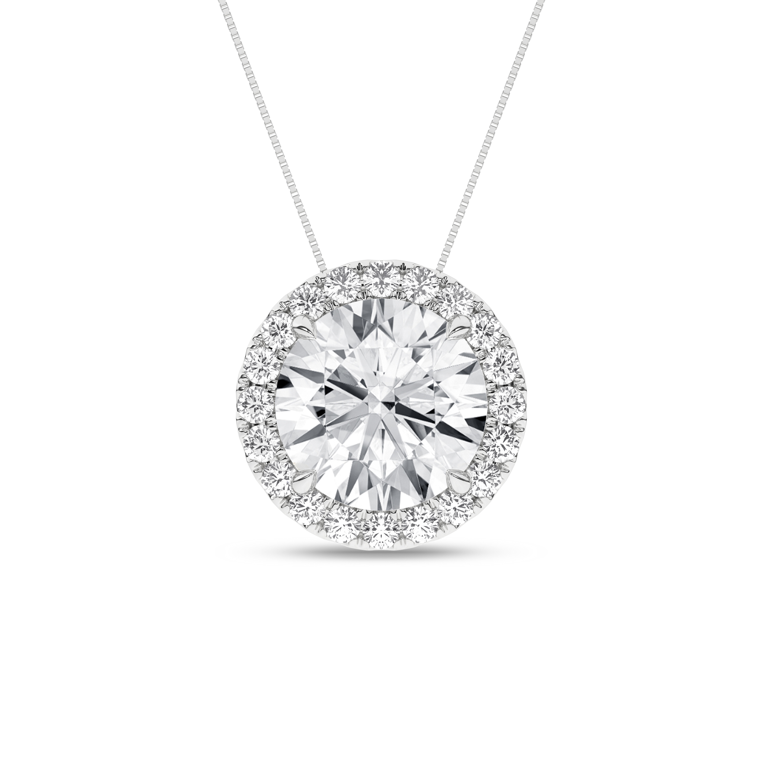 Lab Grown Halo Pendant (Round)/2Ct, 2.2Ctw