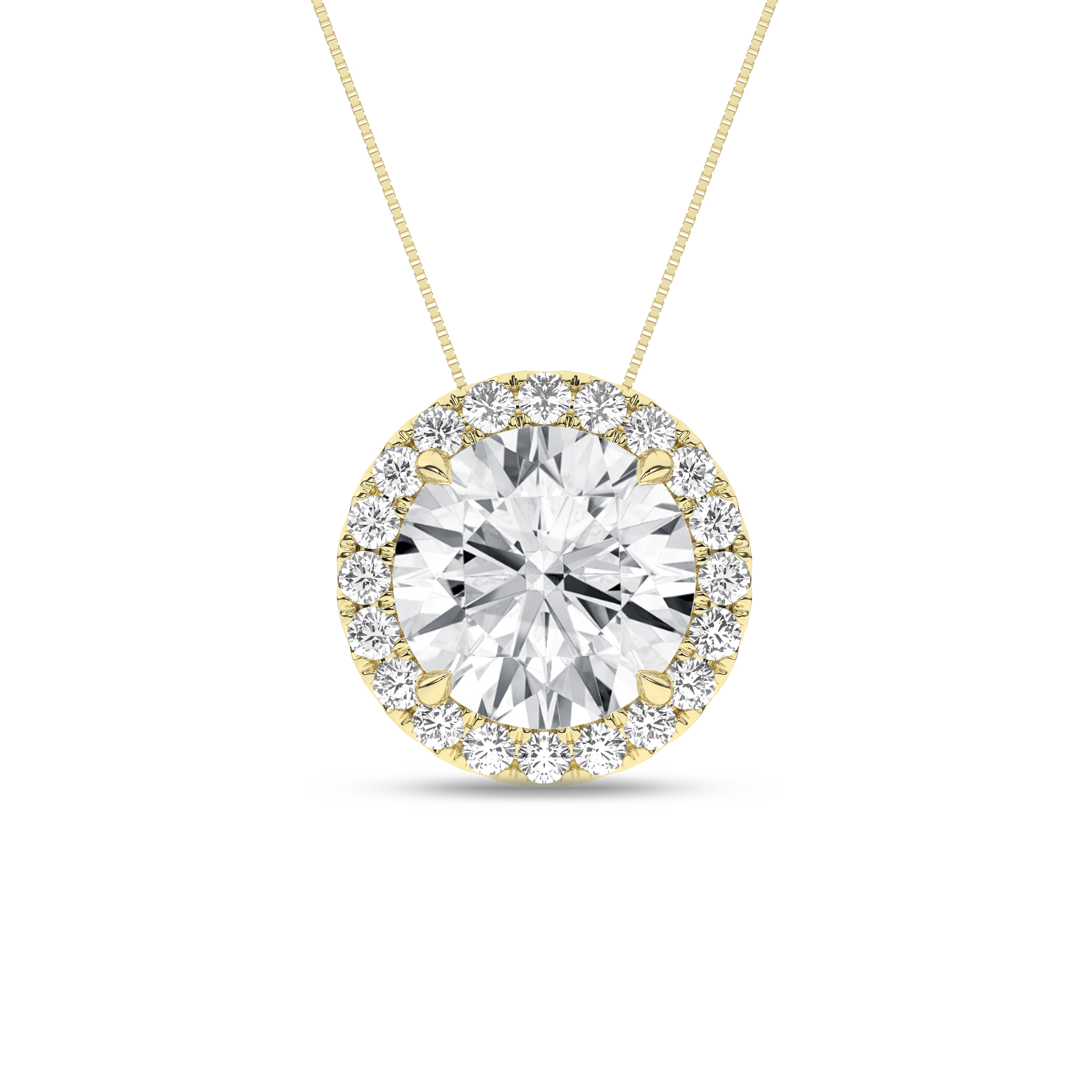 Lab Grown Halo Pendant (Round)/2Ct, 2.2Ctw