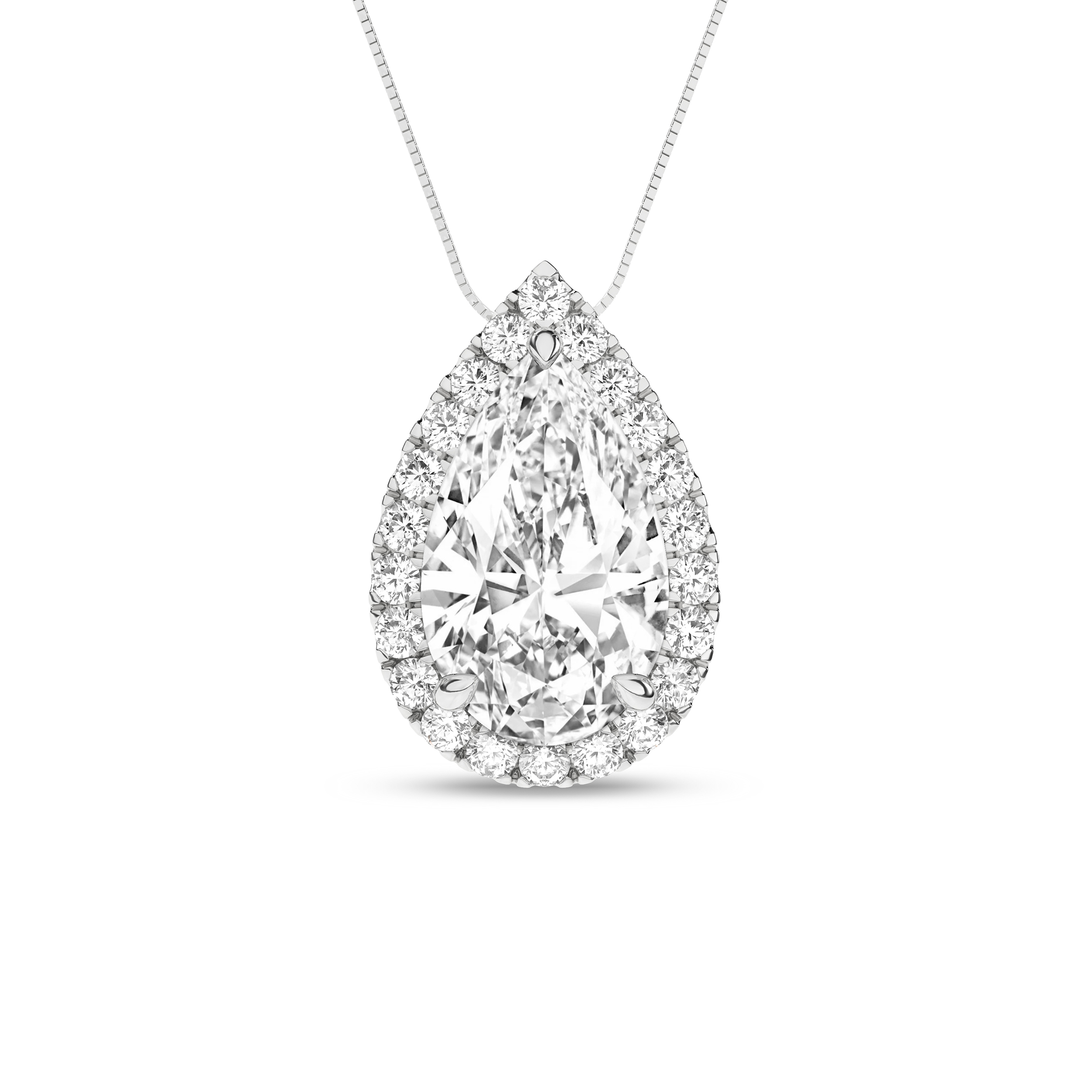 Lab Grown Halo Pendant (Pear)/2Ct, 2.2Ctw