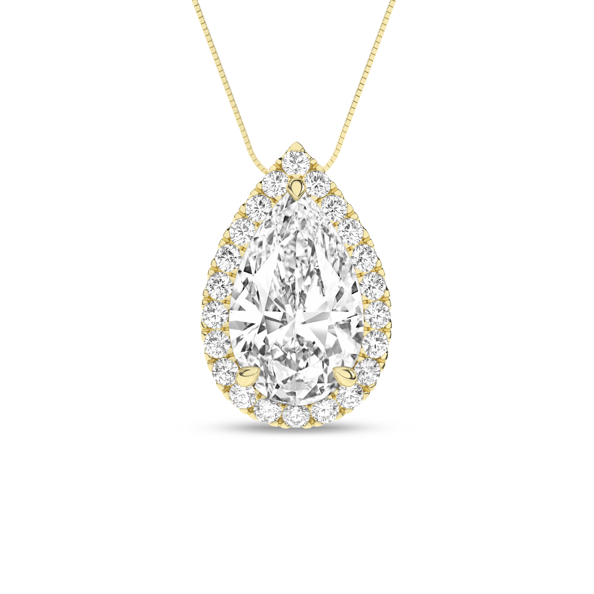 Lab Grown Halo Pendant (Pear)/2Ct, 2.2Ctw