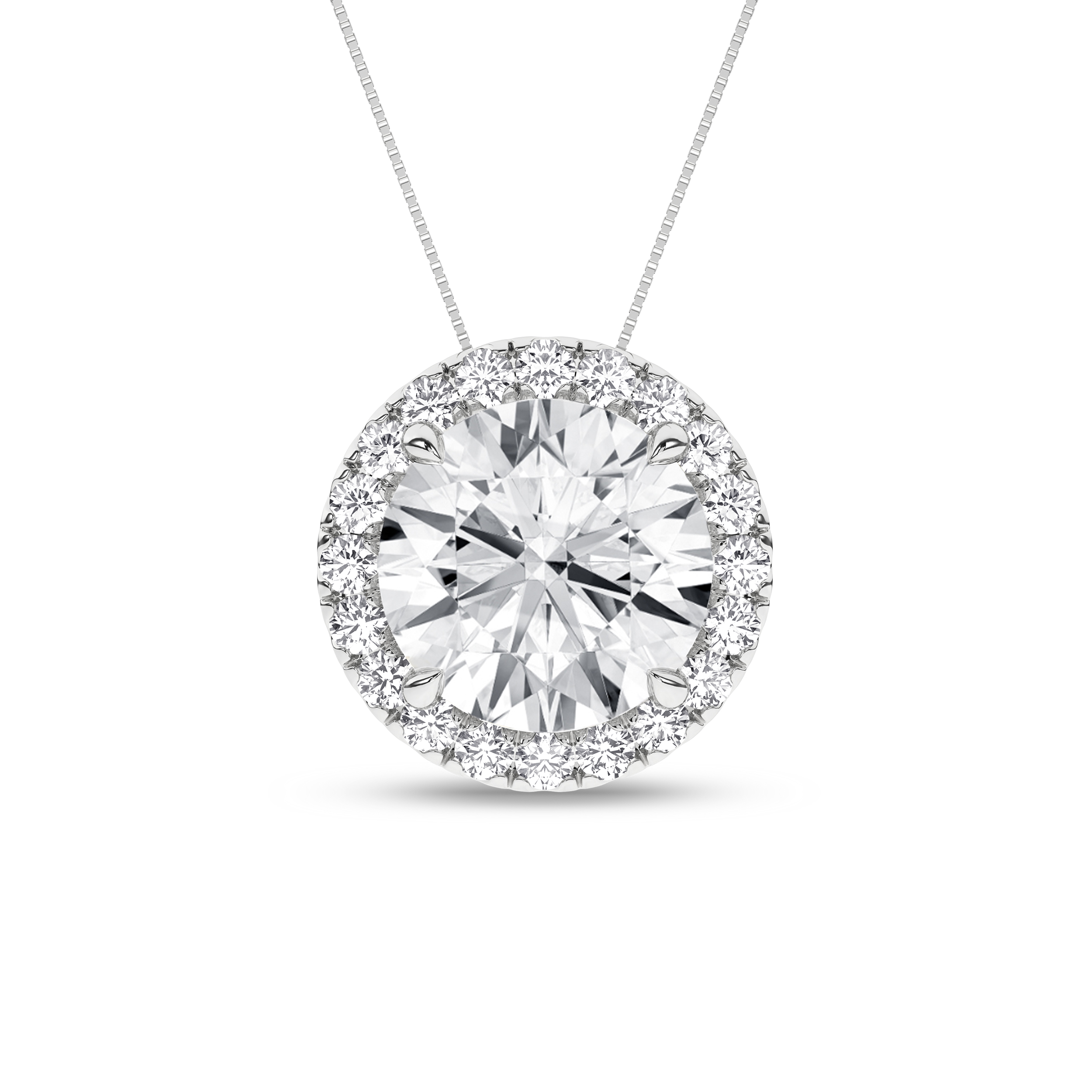 Lab Grown Halo Pendant (Round)/3Ct, 3.25Ctw