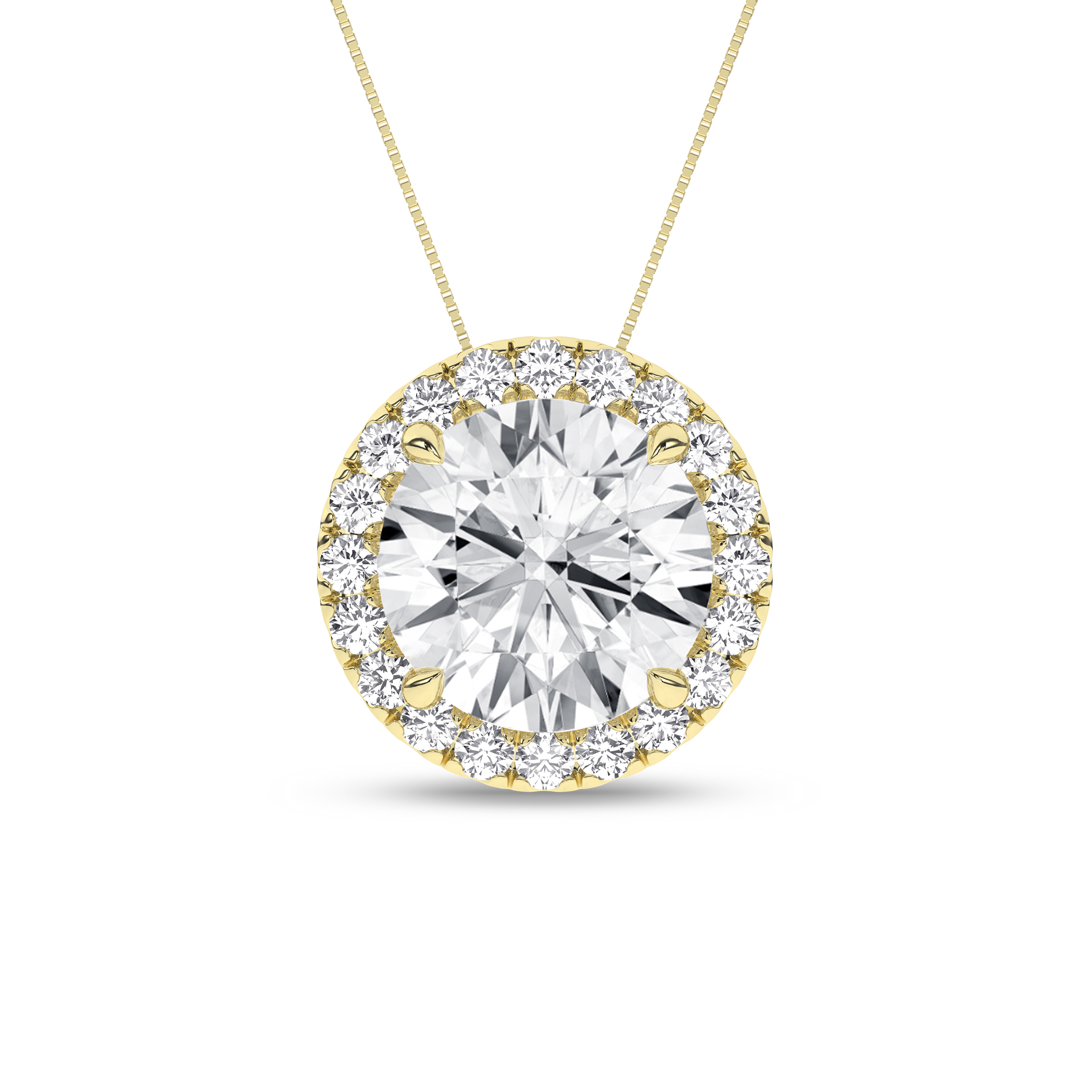 Lab Grown Halo Pendant (Round)/3Ct, 3.25Ctw