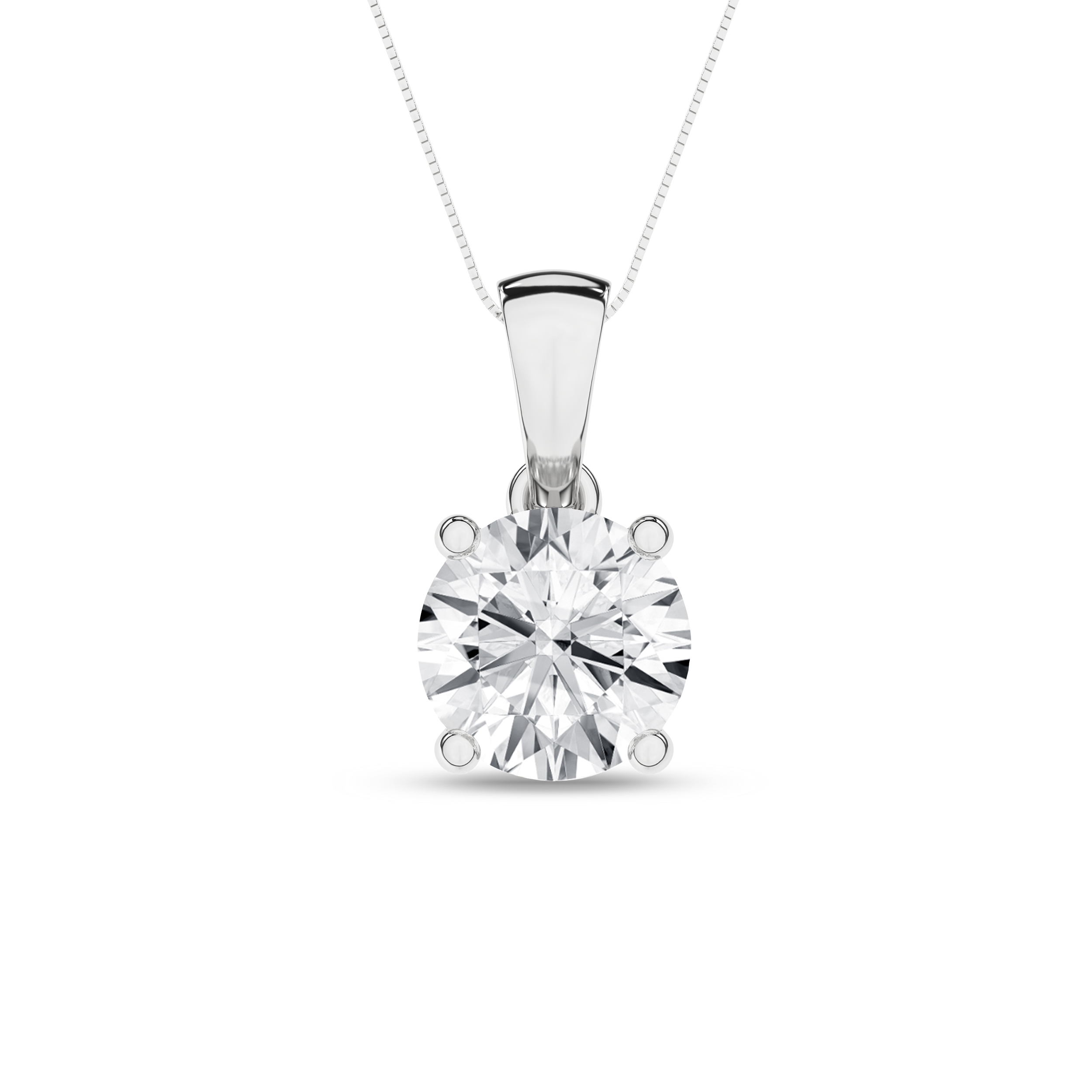 Lab Grown Solitaire Pendant (Round)/2Ct, 2Ctw