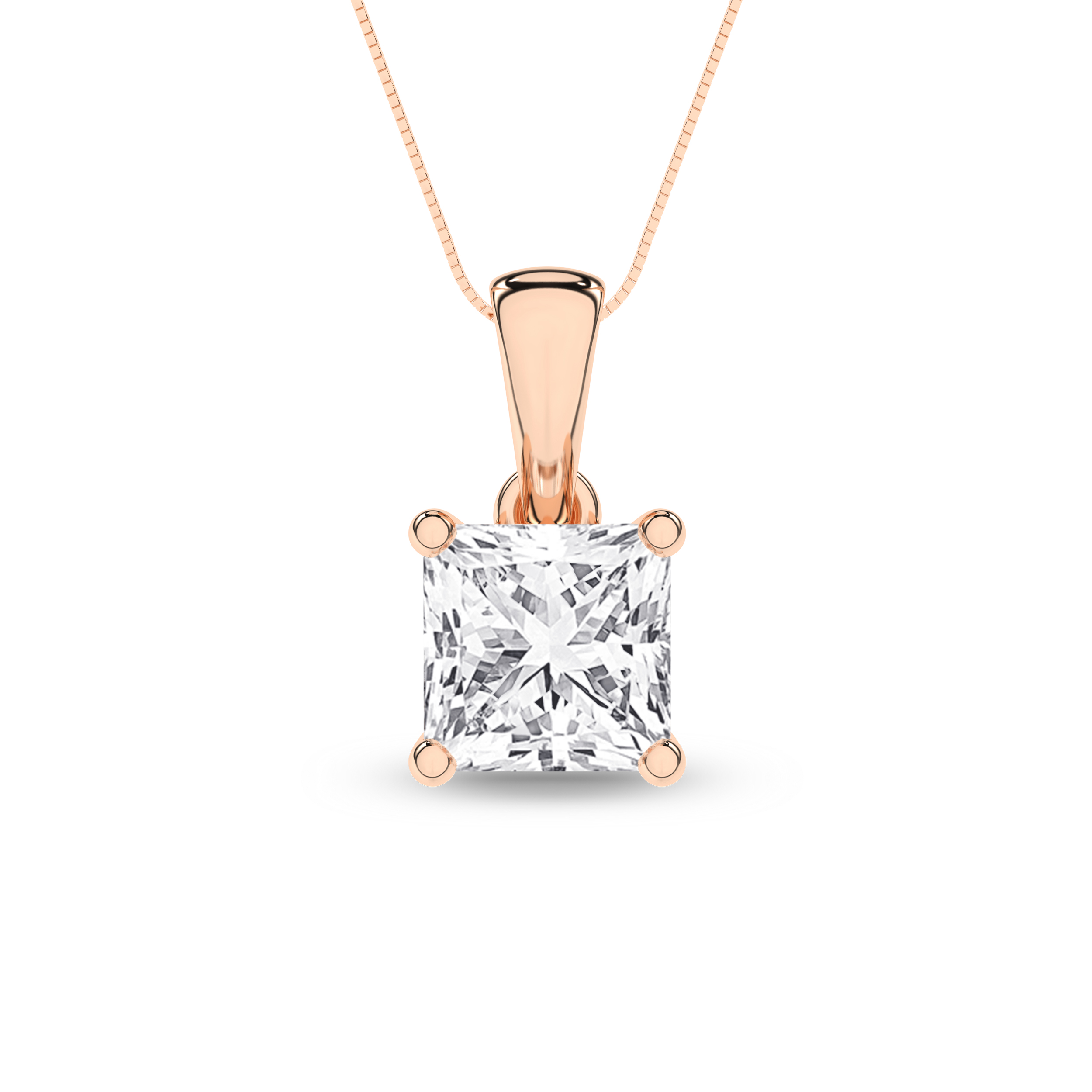 Lab Grown Solitaire Pendant (Princess)/1Ct, 1Ctw