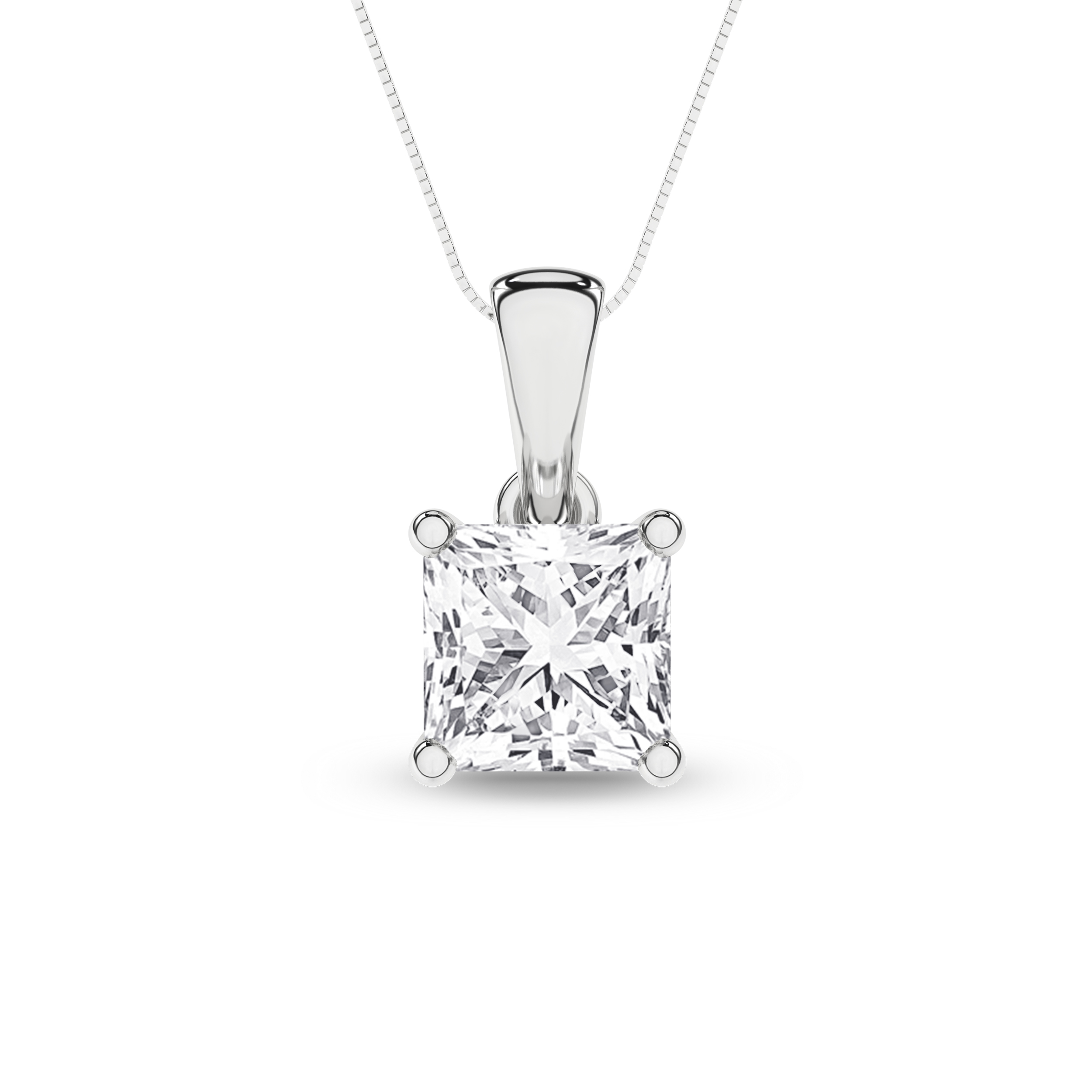 Lab Grown Solitaire Pendant (Princess)/1Ct, 1Ctw