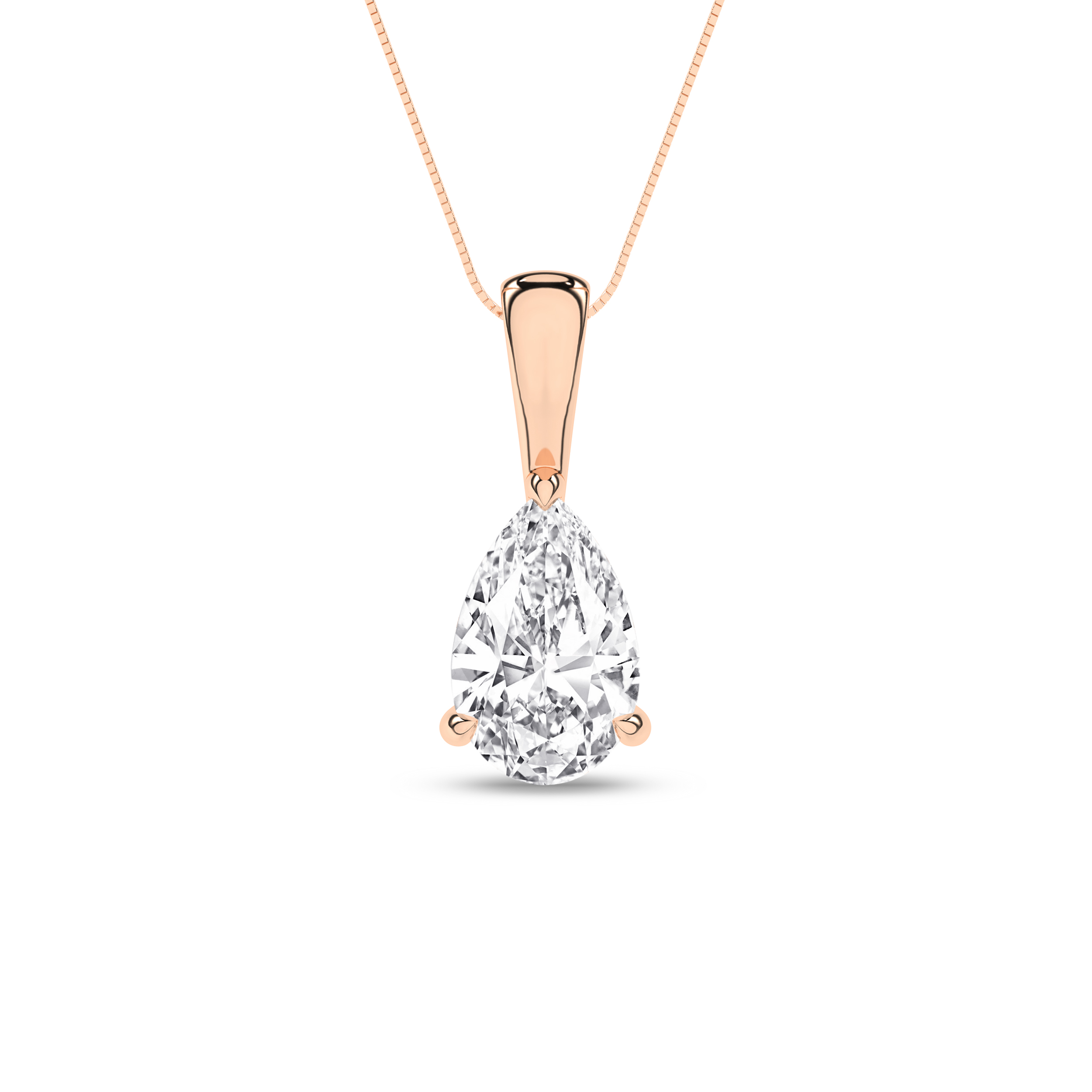 Lab Grown Solitaire Pendant (Pear)/1Ct, 1Ctw