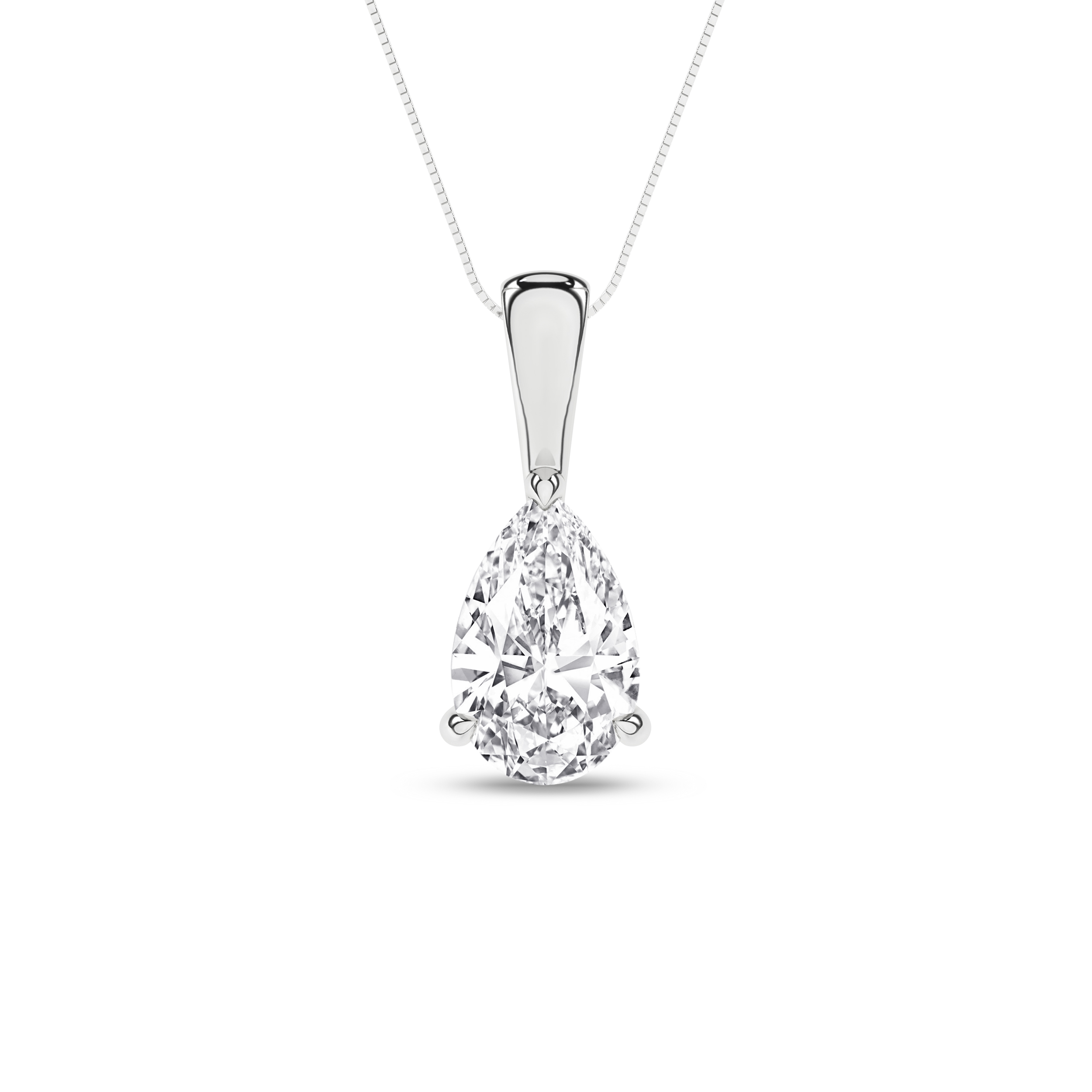 Lab Grown Solitaire Pendant (Pear)/1Ct, 1Ctw