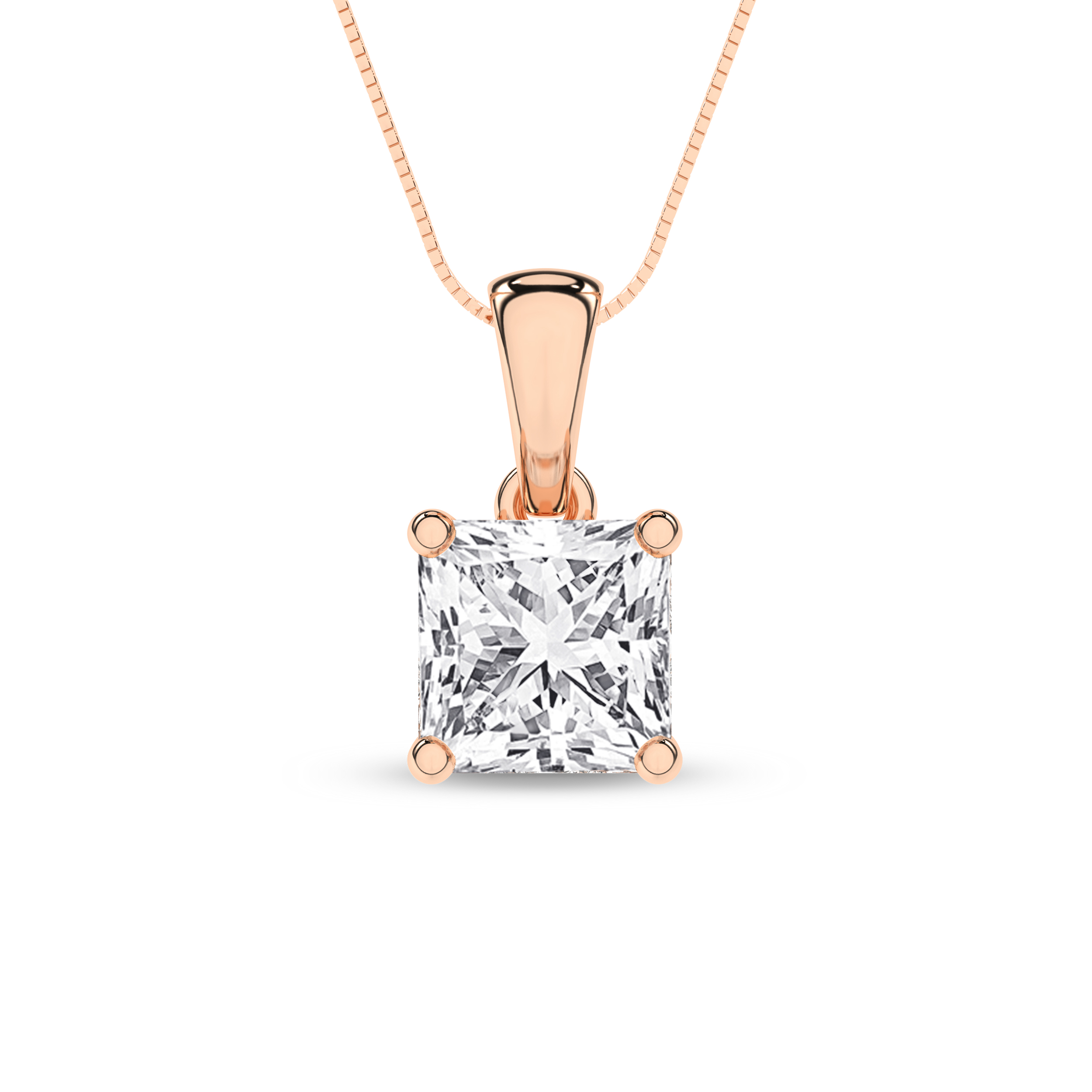 Lab Grown Solitaire Pendant (Princess)/0.5Ct, 0.5Ctw