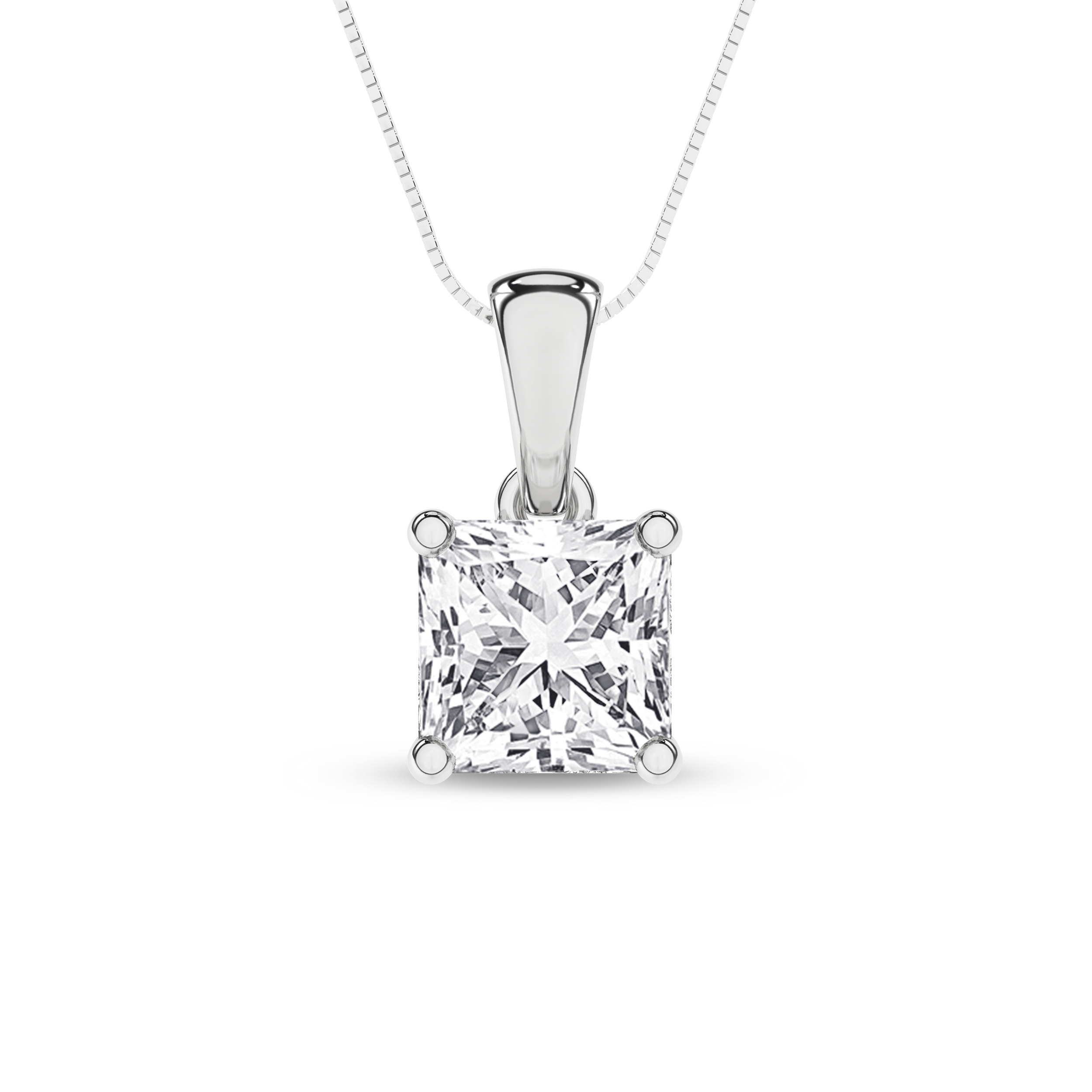 Lab Grown Solitaire Pendant (Princess)/0.5Ct, 0.5Ctw
